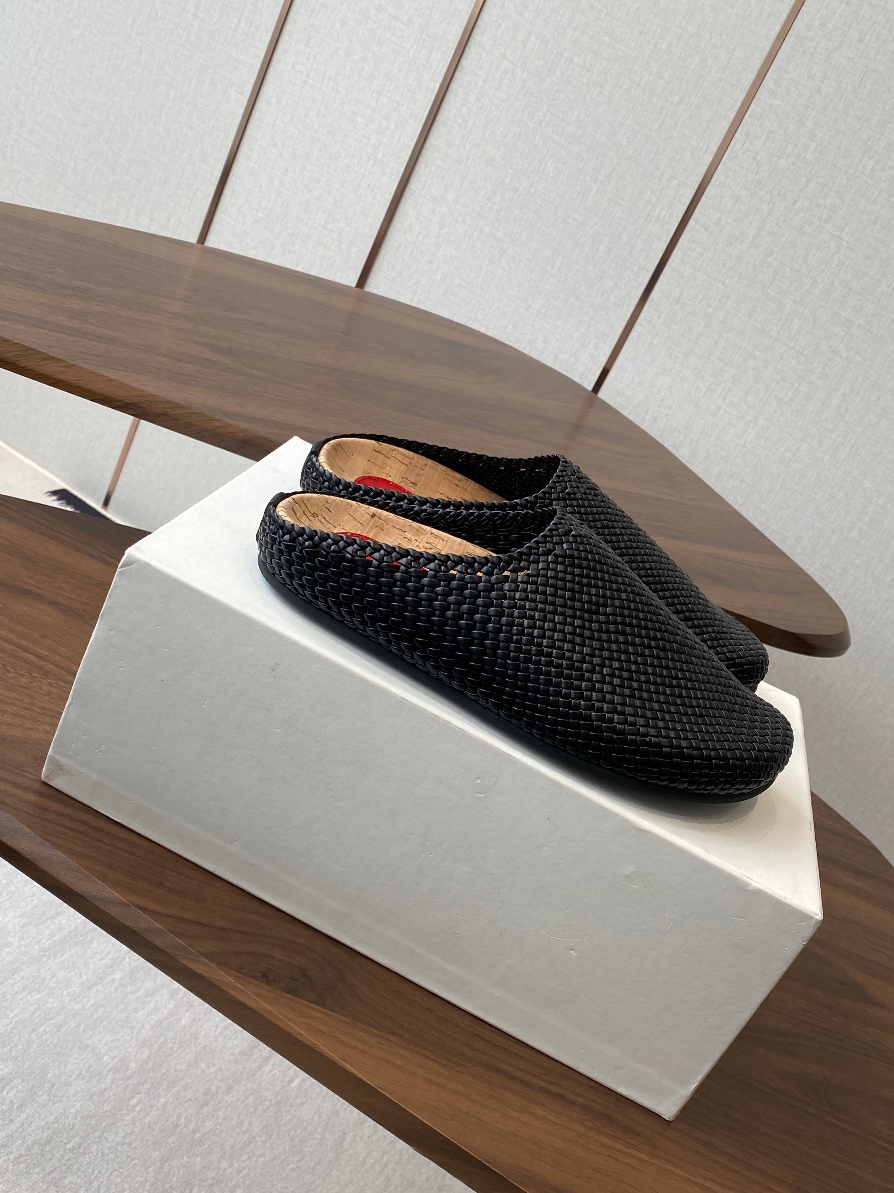 The Row Slip-on Mule Black Woven Cowhide 334528