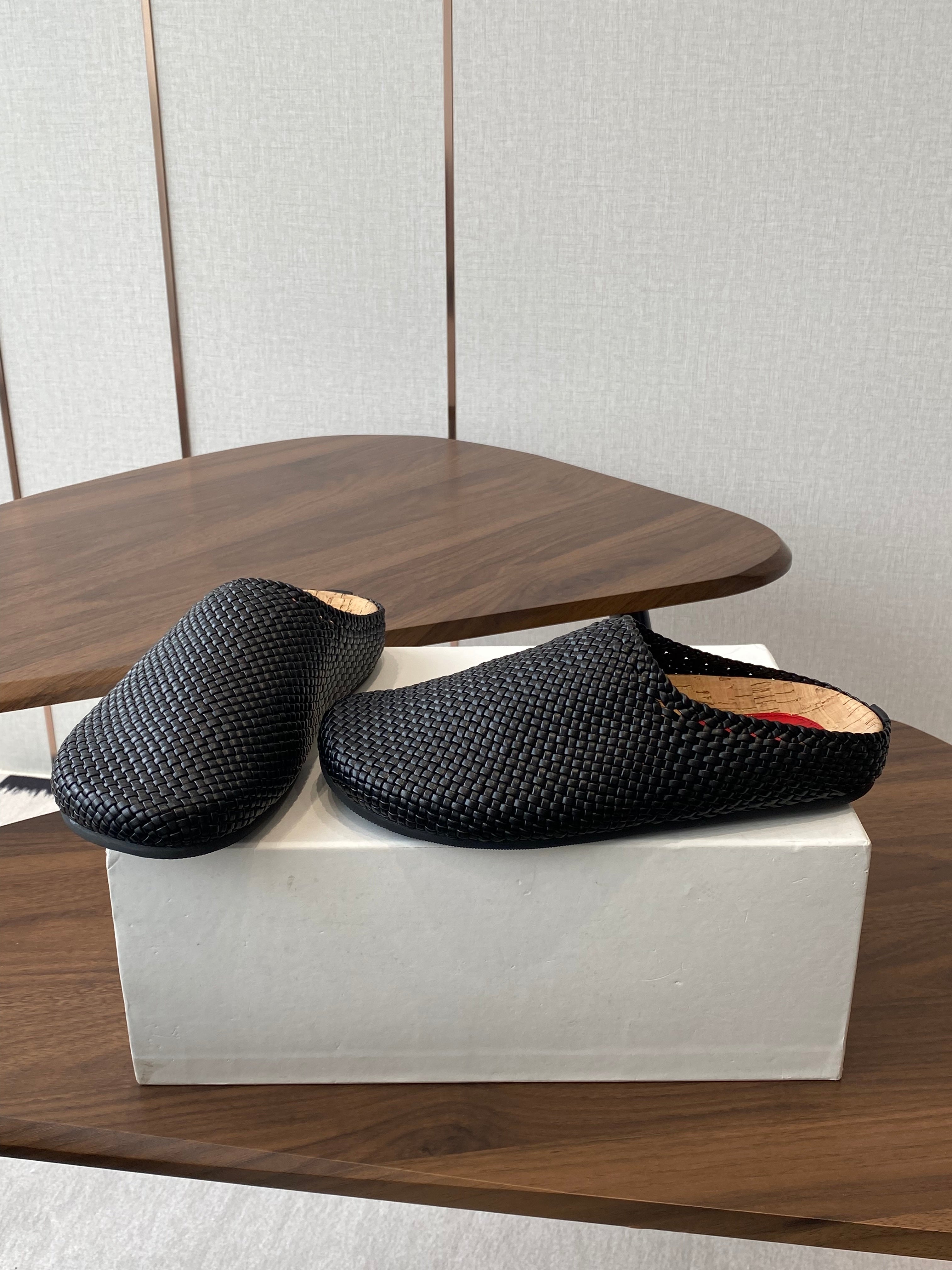 The Row Slip-on Mule Black Woven Cowhide 334528
