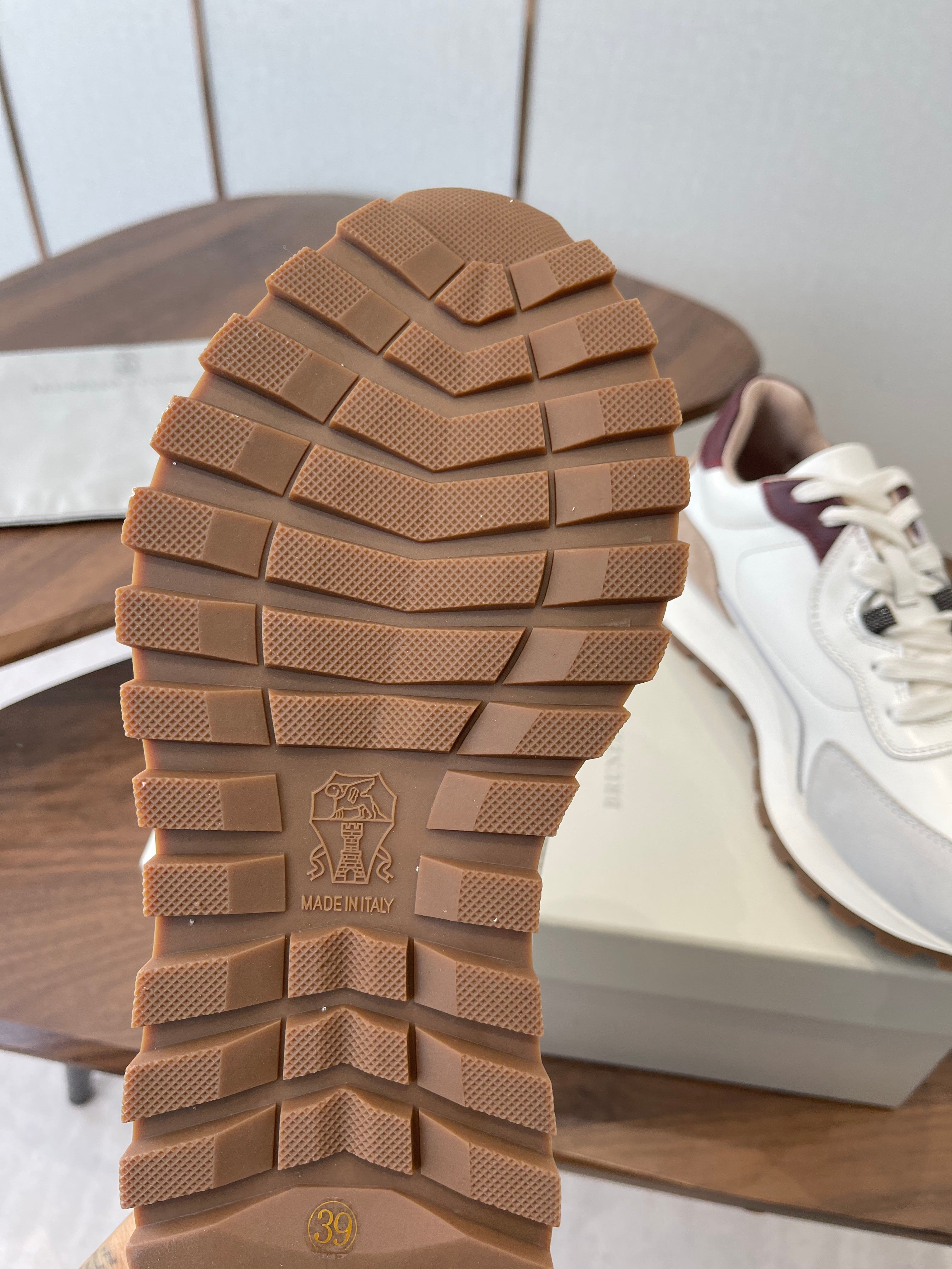 Brunello Runners With Shiny Details White Grey Brown Suede Leather 624480