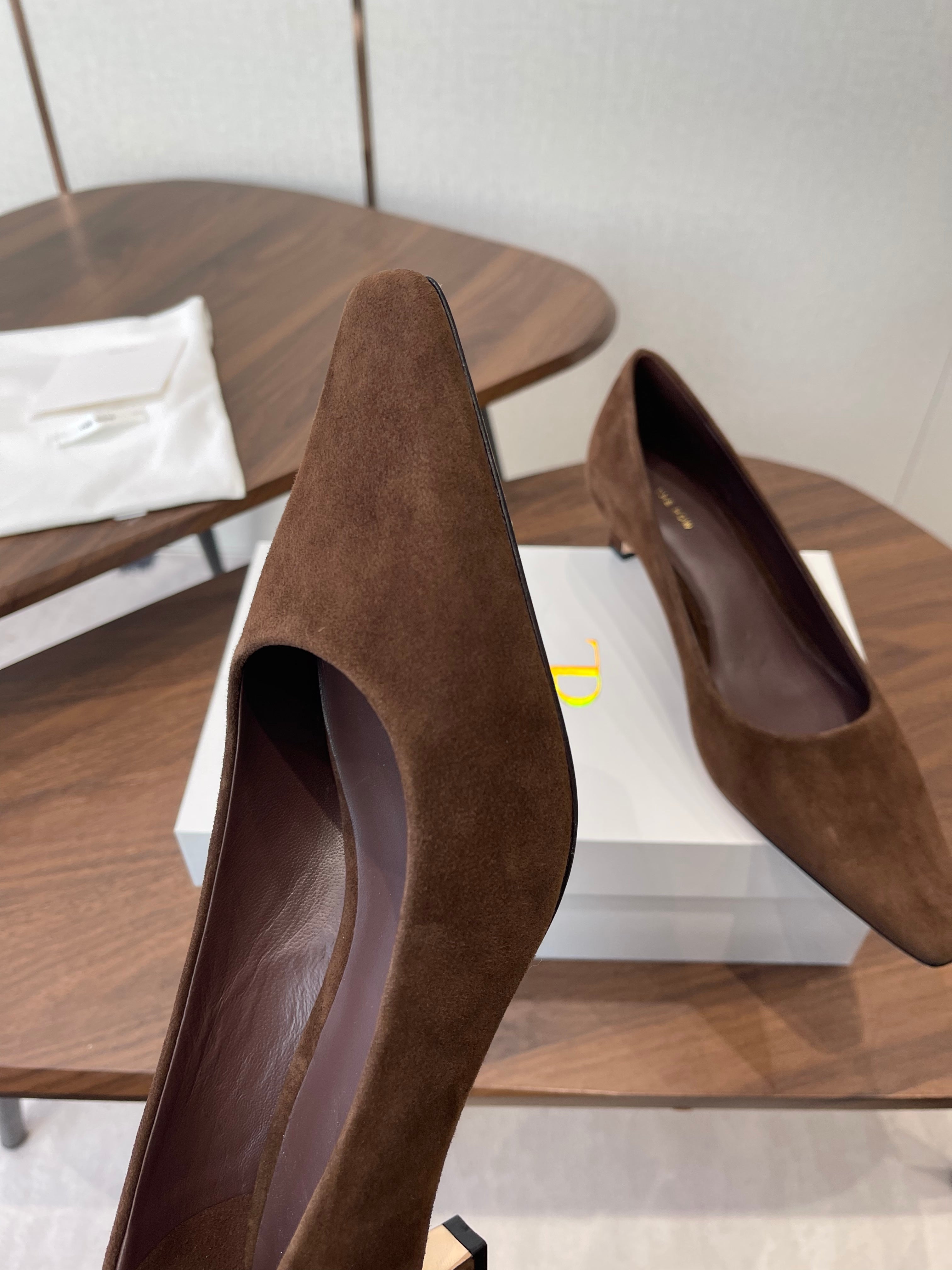 The Row Carla 45 Slingback Chocolate Suede 633752