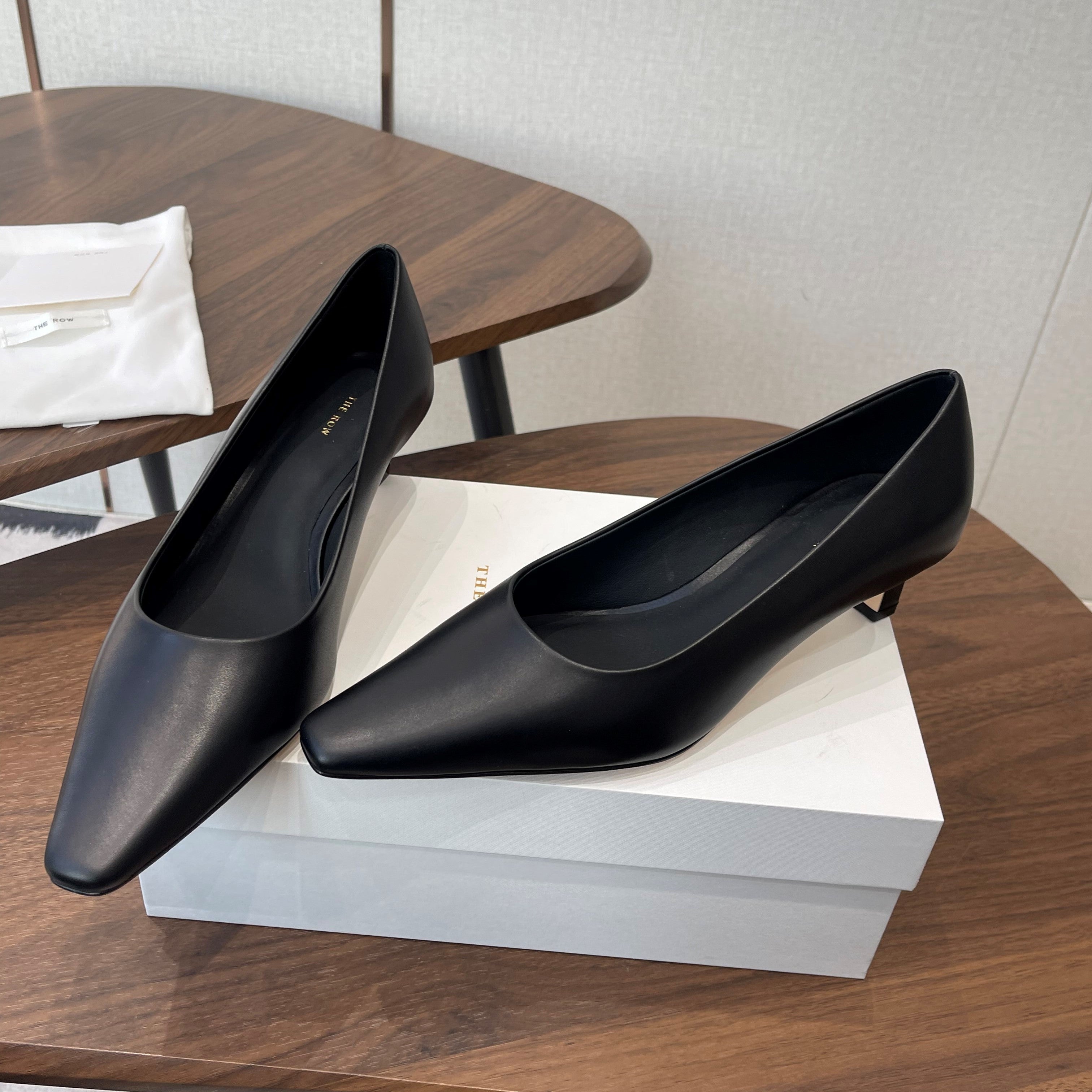 The Row Carla 45 Slingback Black Leather 633753
