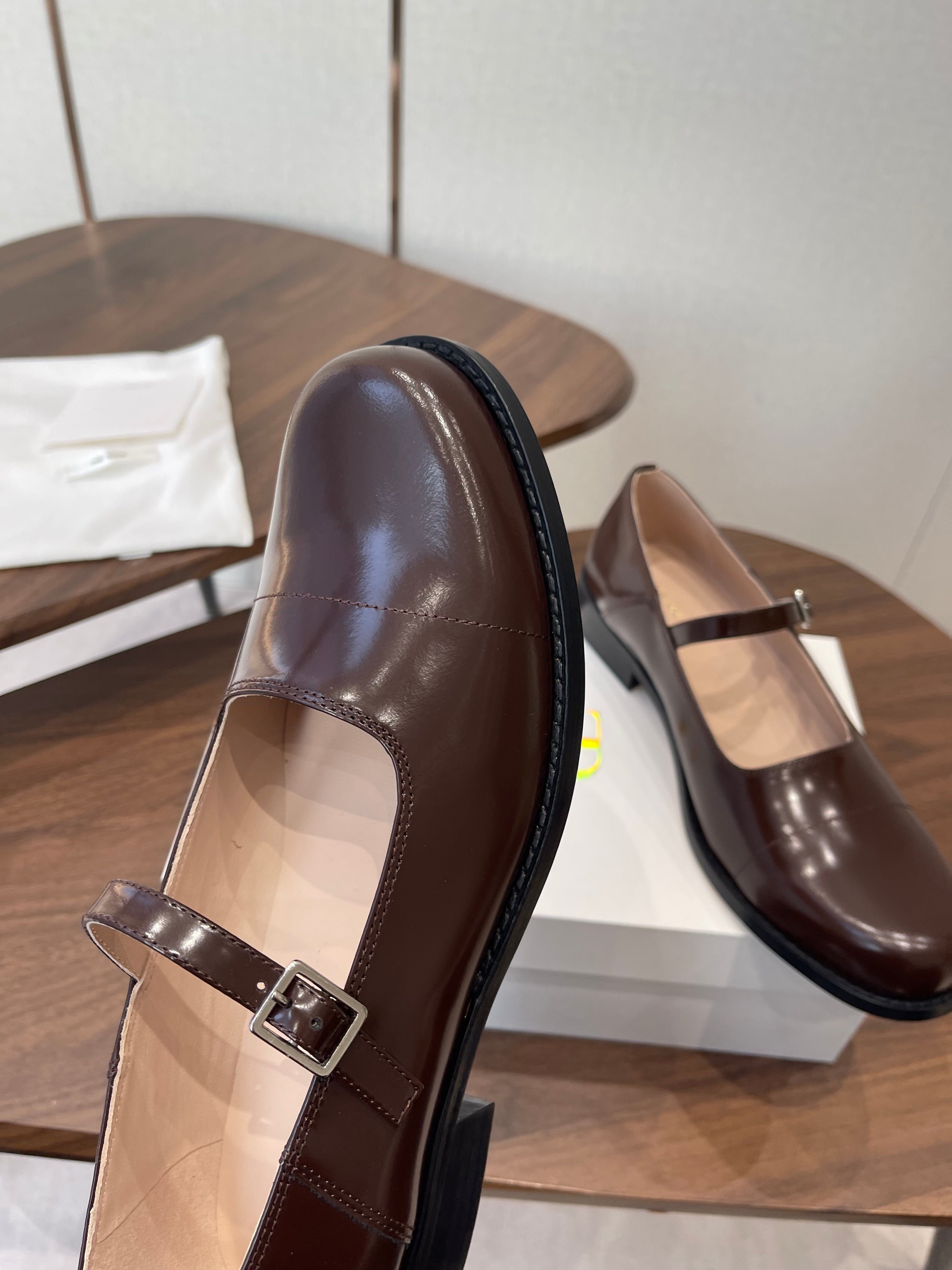 The Row Kai Mary Jane Brown Patent Leather 633754