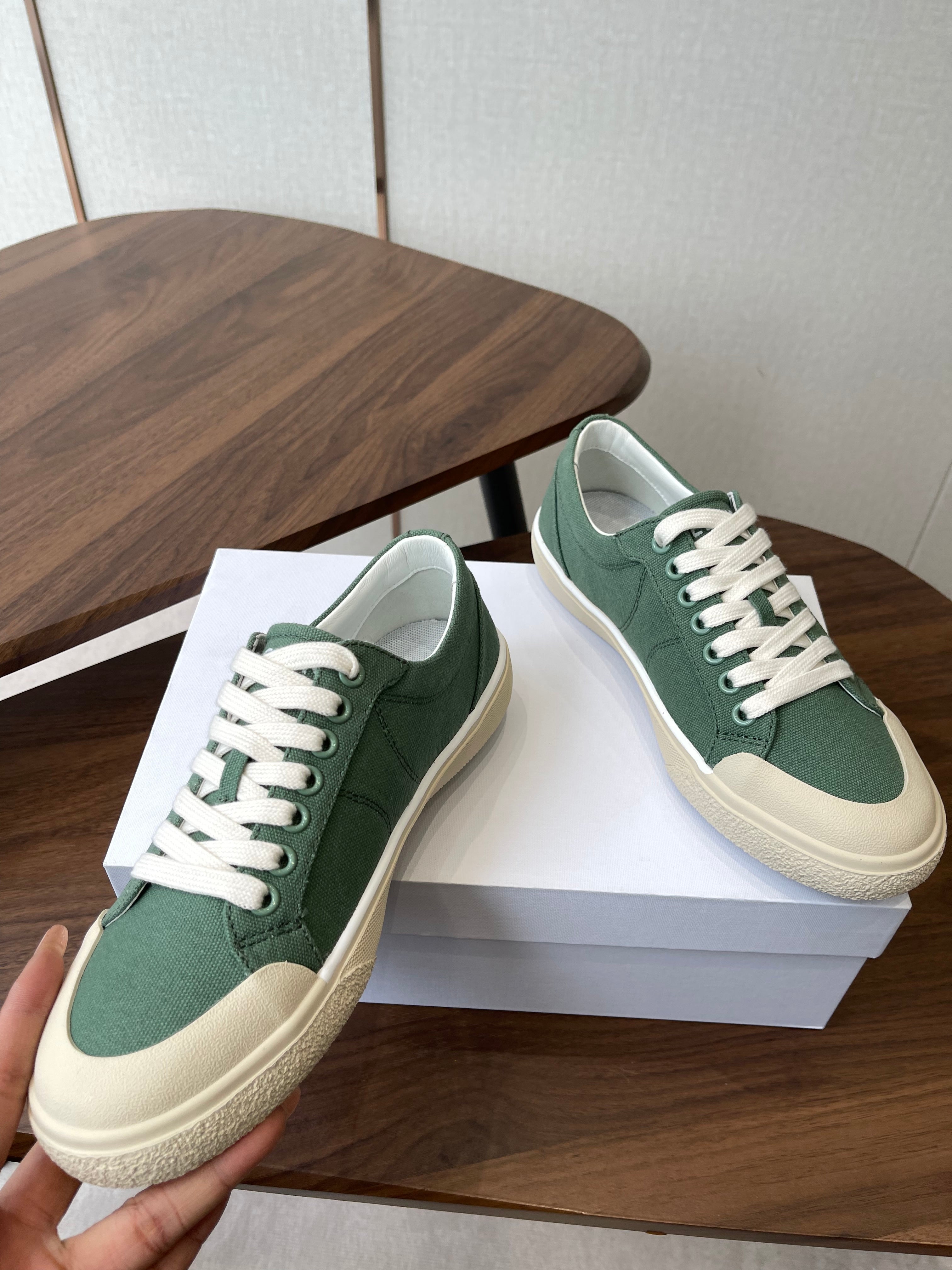 Celine Alan Sneakers Teal Green Canvas Rubber 790669