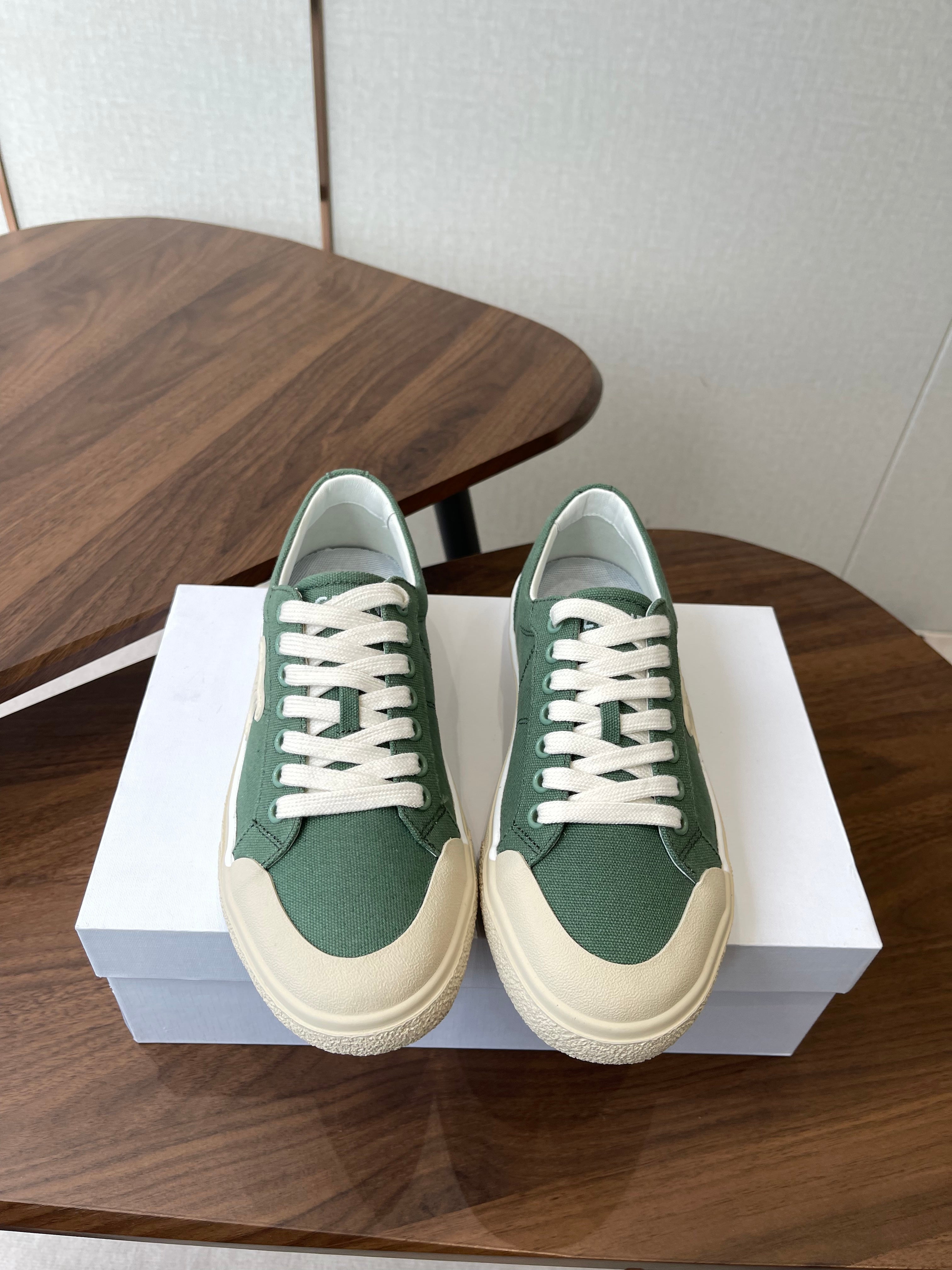 Celine Alan Sneakers Teal Green Canvas Rubber 790669