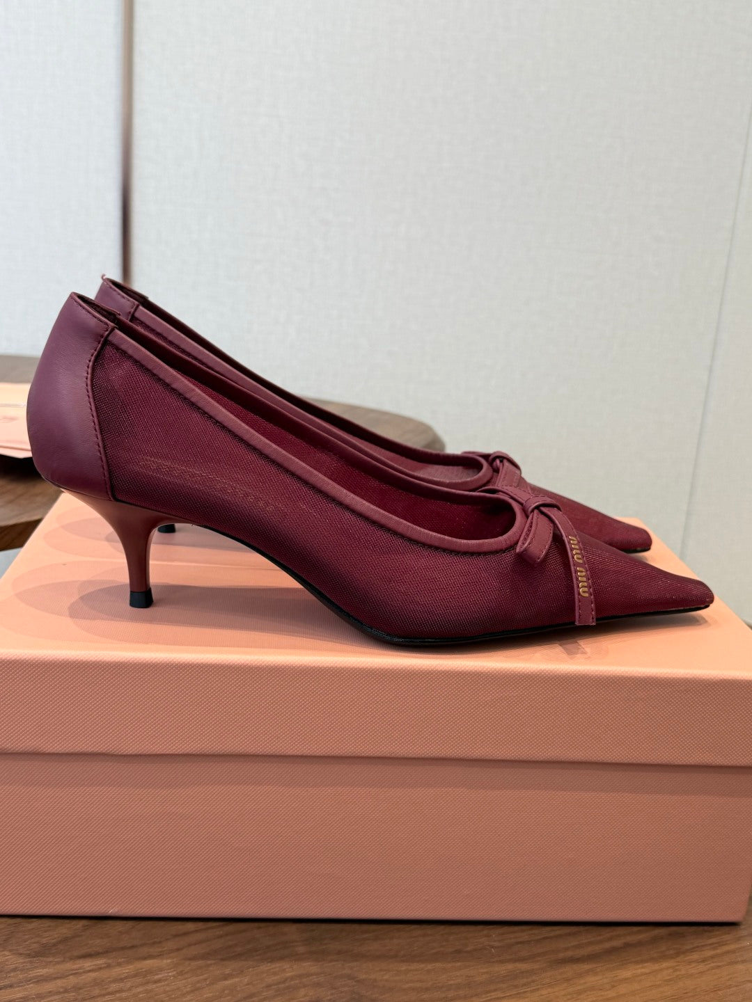 Miu 26s Pump 5.5cm Burgundy Canvas 887659
