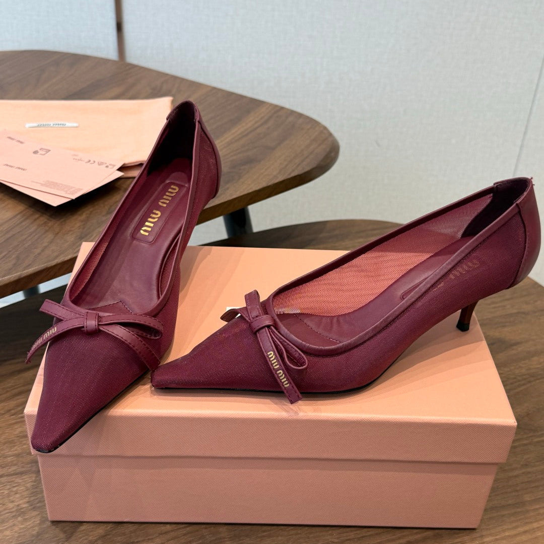 Miu 26s Pump 5.5cm Burgundy Canvas 887659