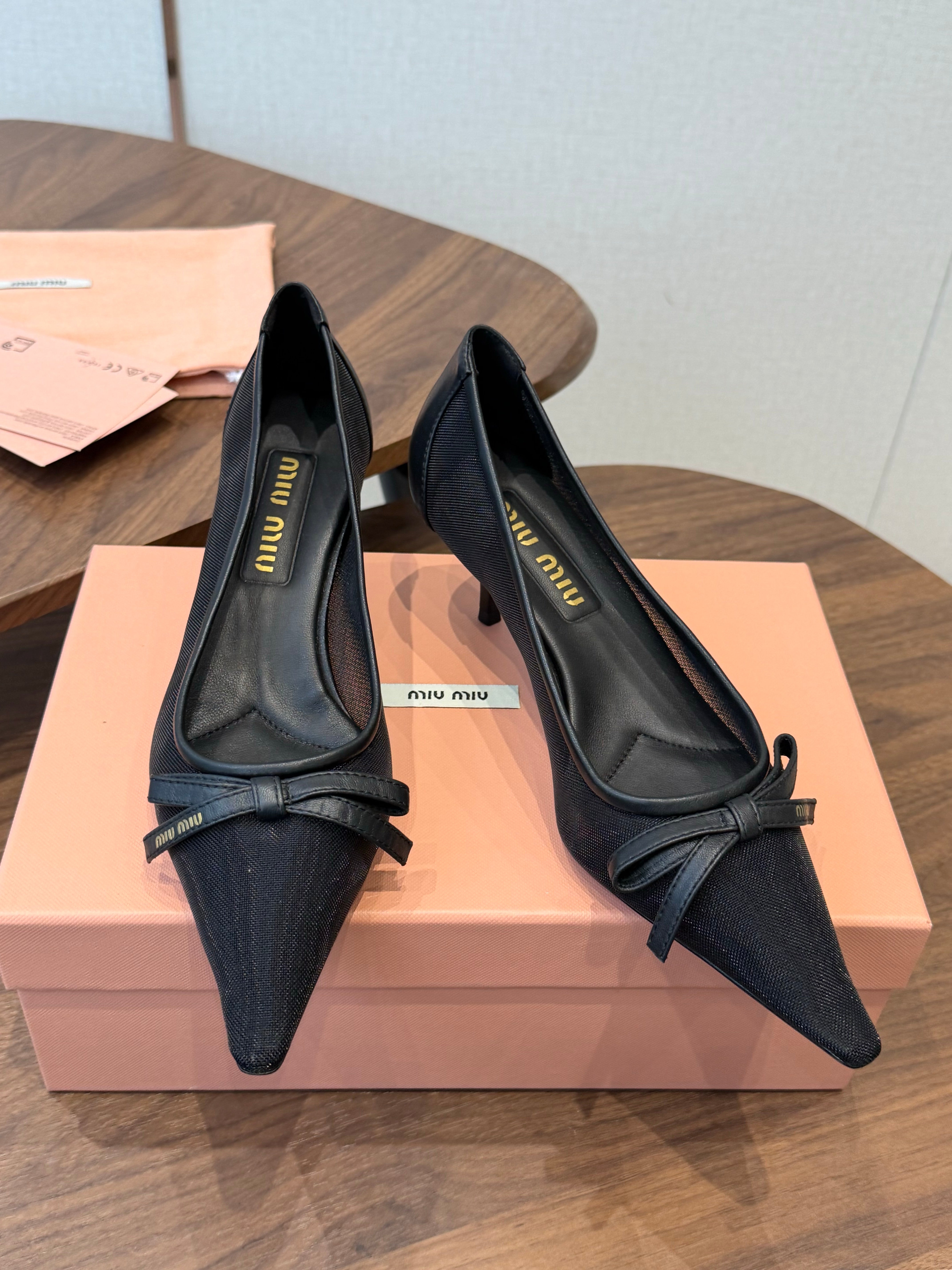 Miu 26s High-Heeled Pump Black Cotton 790460