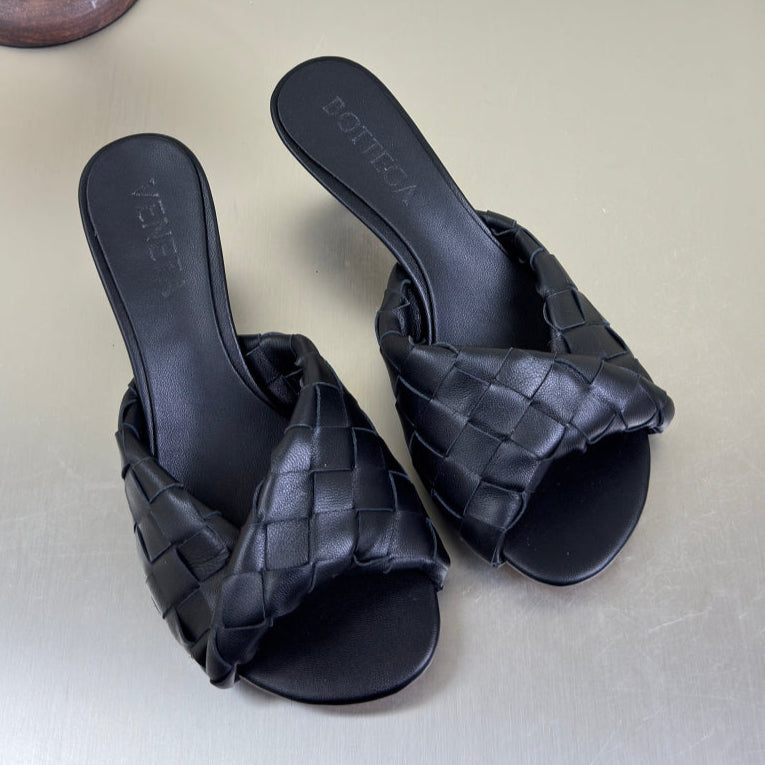 BV Blink Mule 5cm Black Intrecciato Leather