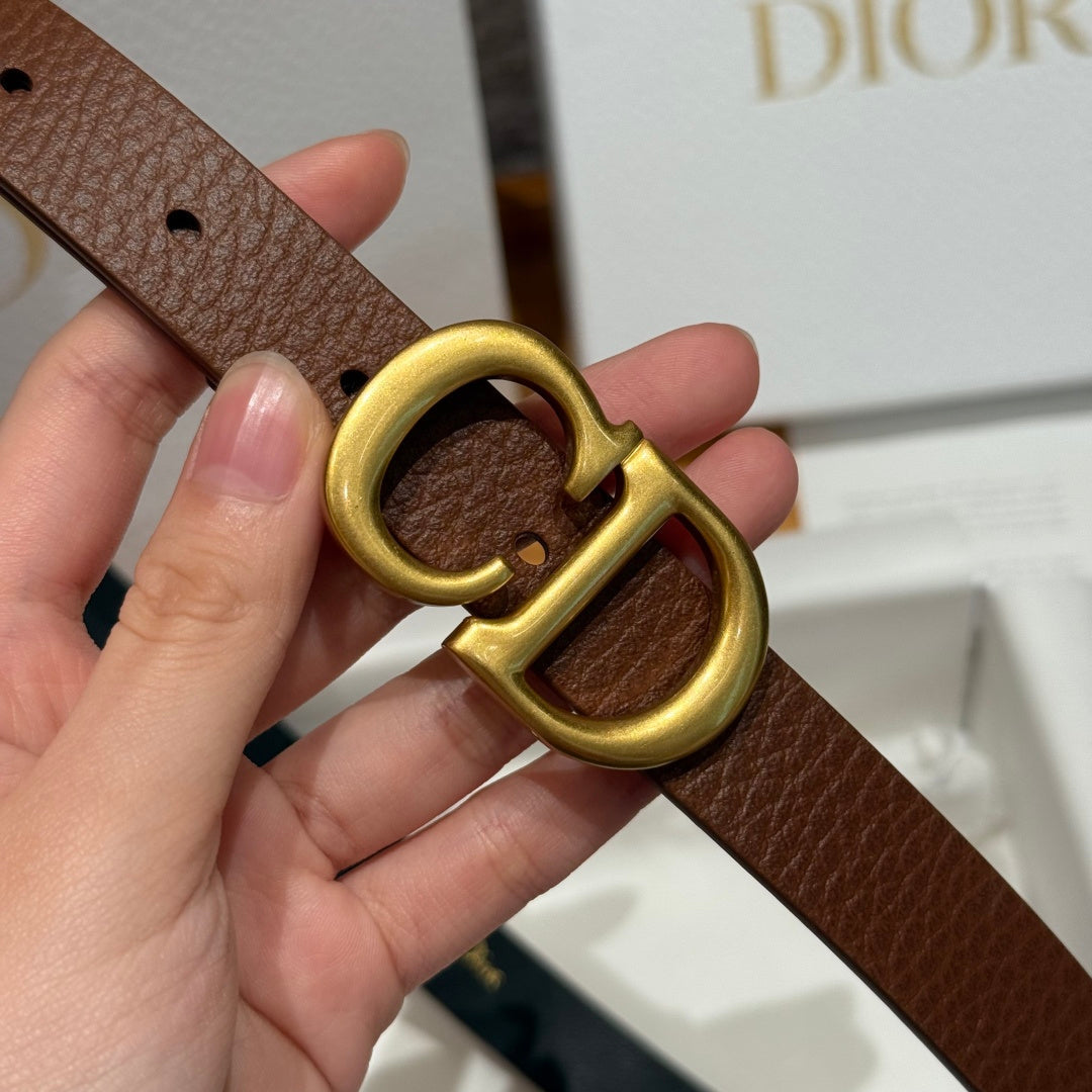 Dior 2026 Saddle Gold Buckle Belt 20mm Cowhide