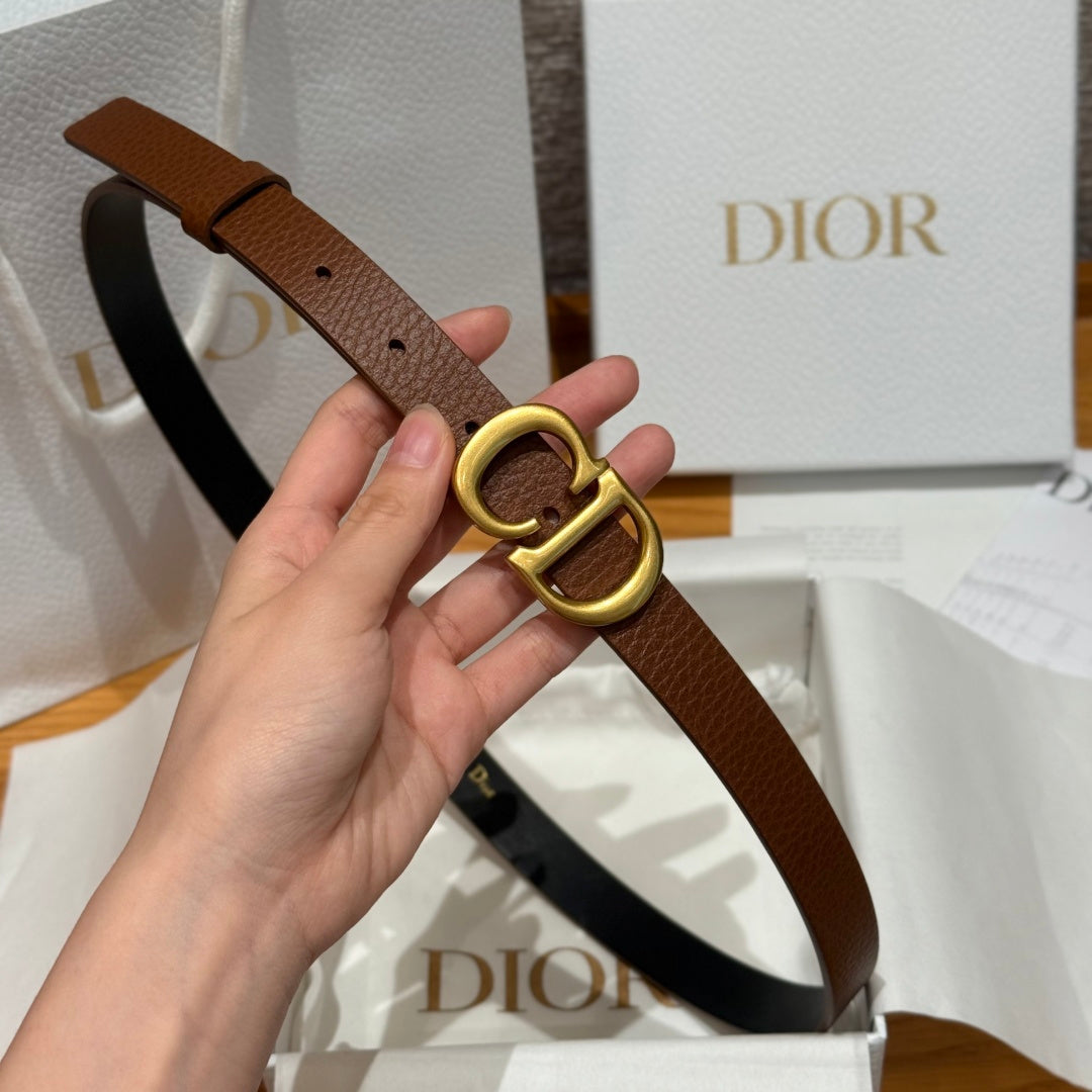 Dior 2026 Saddle Gold Buckle Belt 20mm Cowhide
