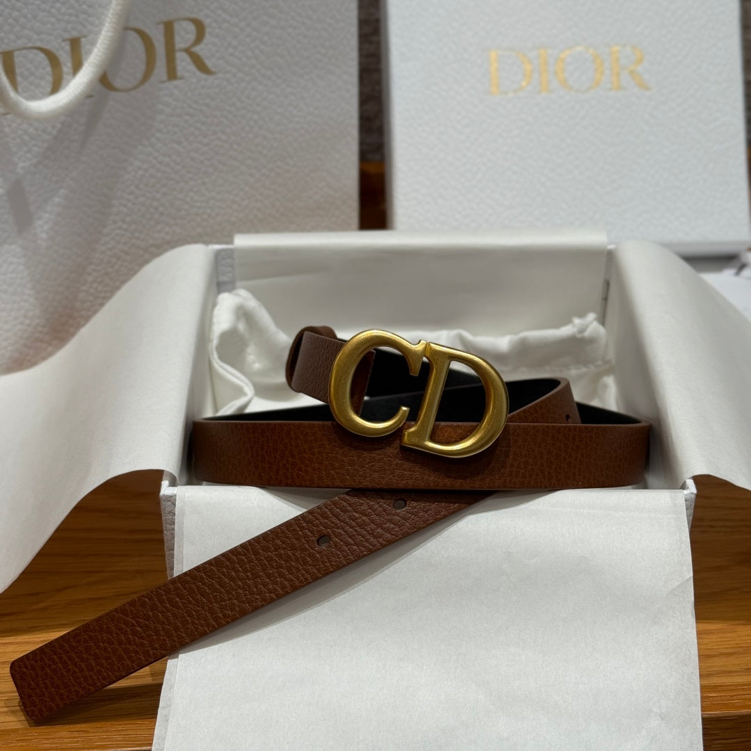 Dior 2026 Saddle Gold Buckle Belt 20mm Cowhide