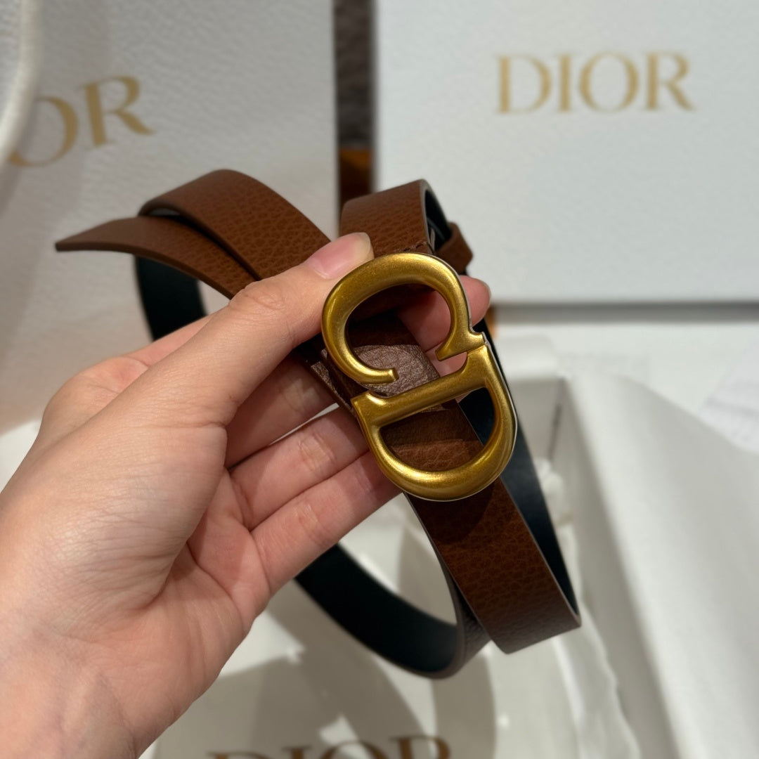 Dior 2026 Saddle Gold Buckle Belt 20mm Cowhide