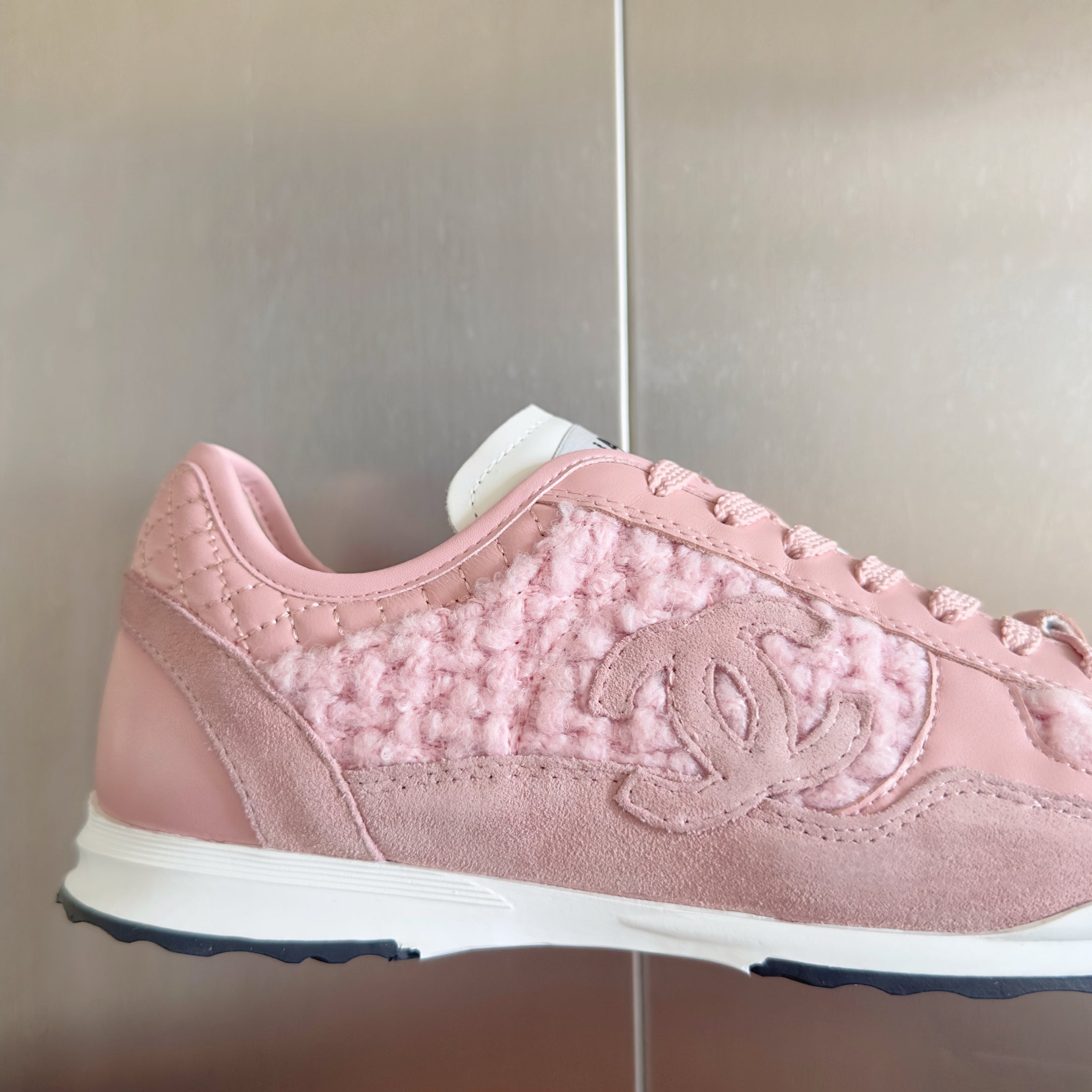 CC 25K British Baseball Shoes Light Pink Woven Cowhide 459736
