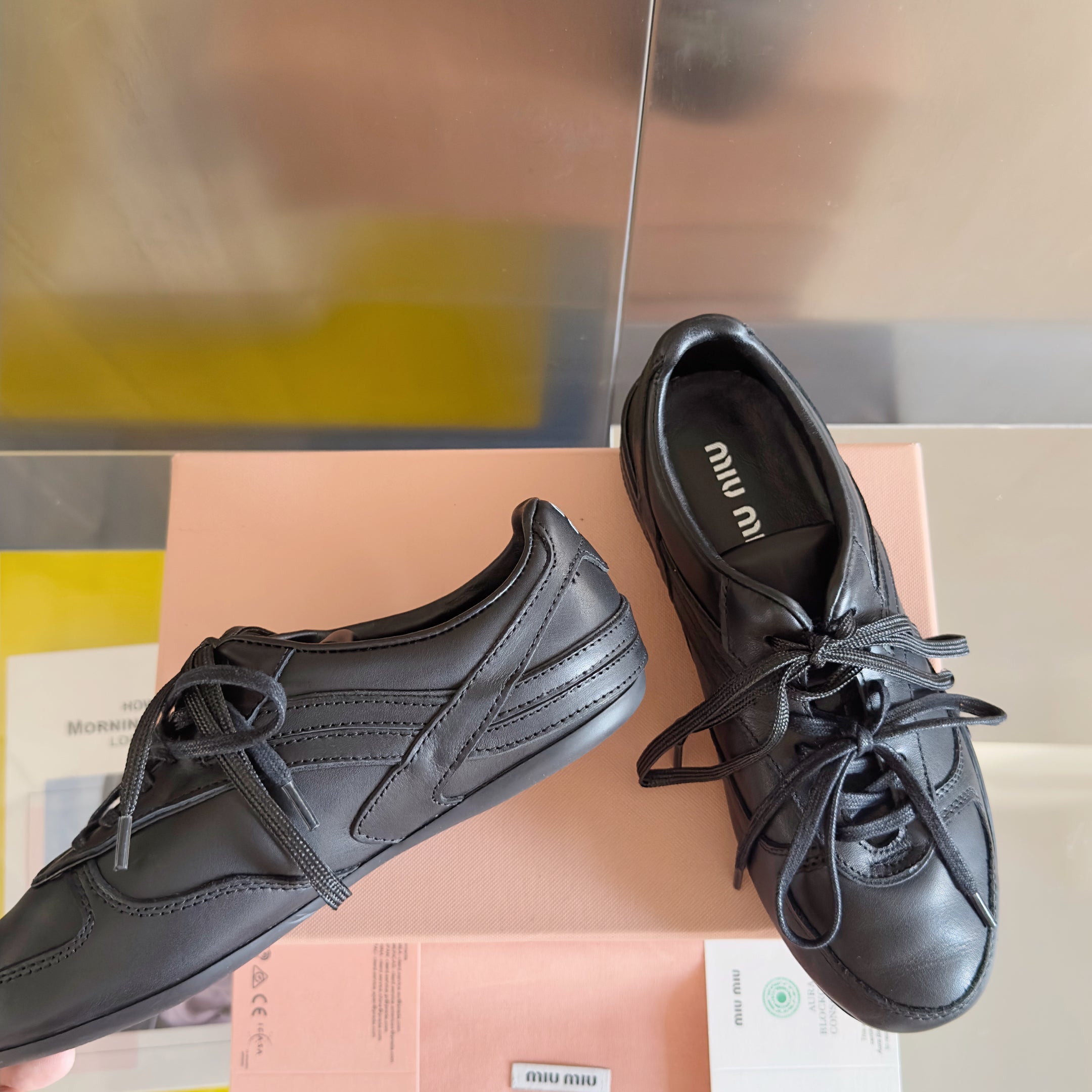 Miu Gymnasium Sneakers Black Cowhide 509751
