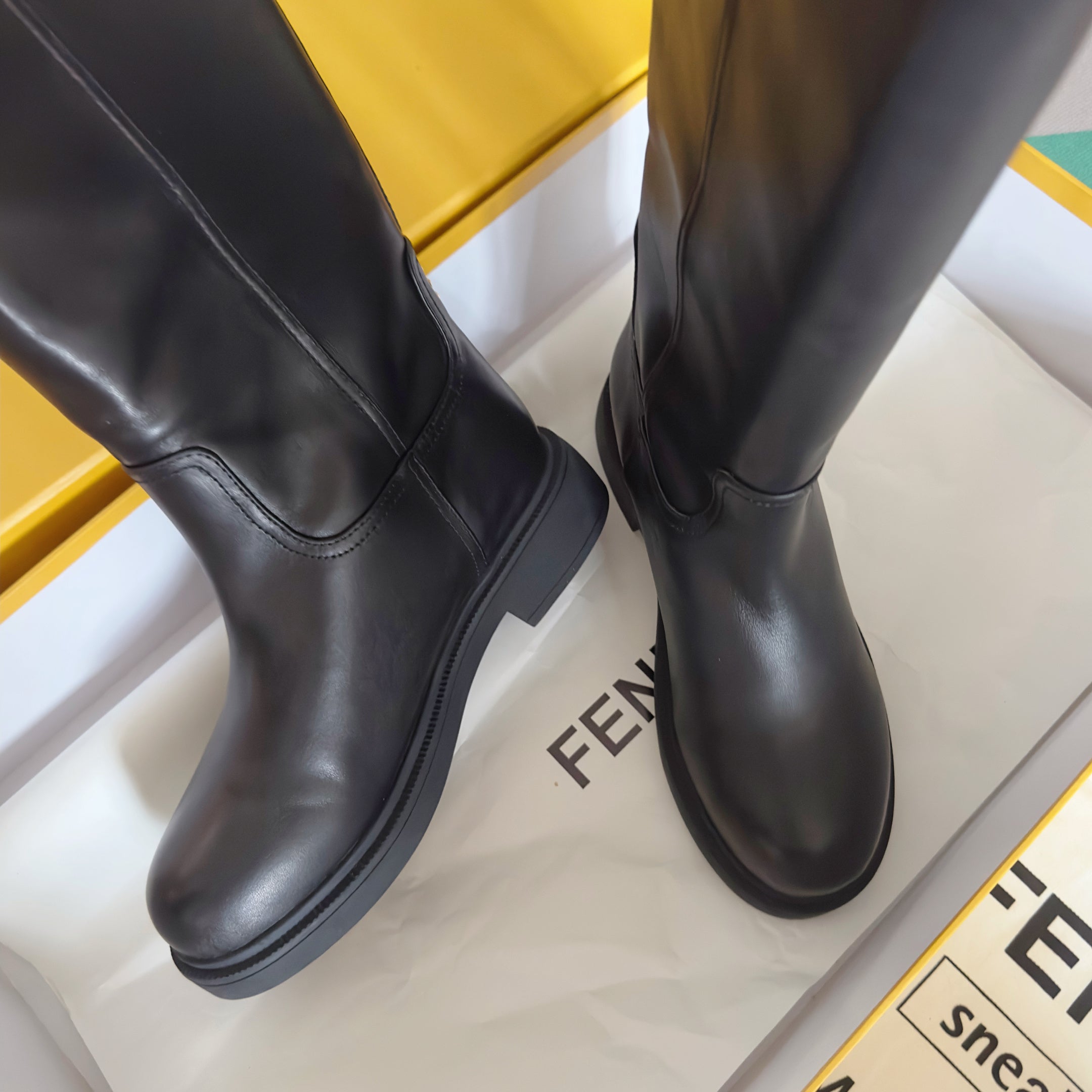 Fendi 2025 Long Boot Black Sheepskin 553109