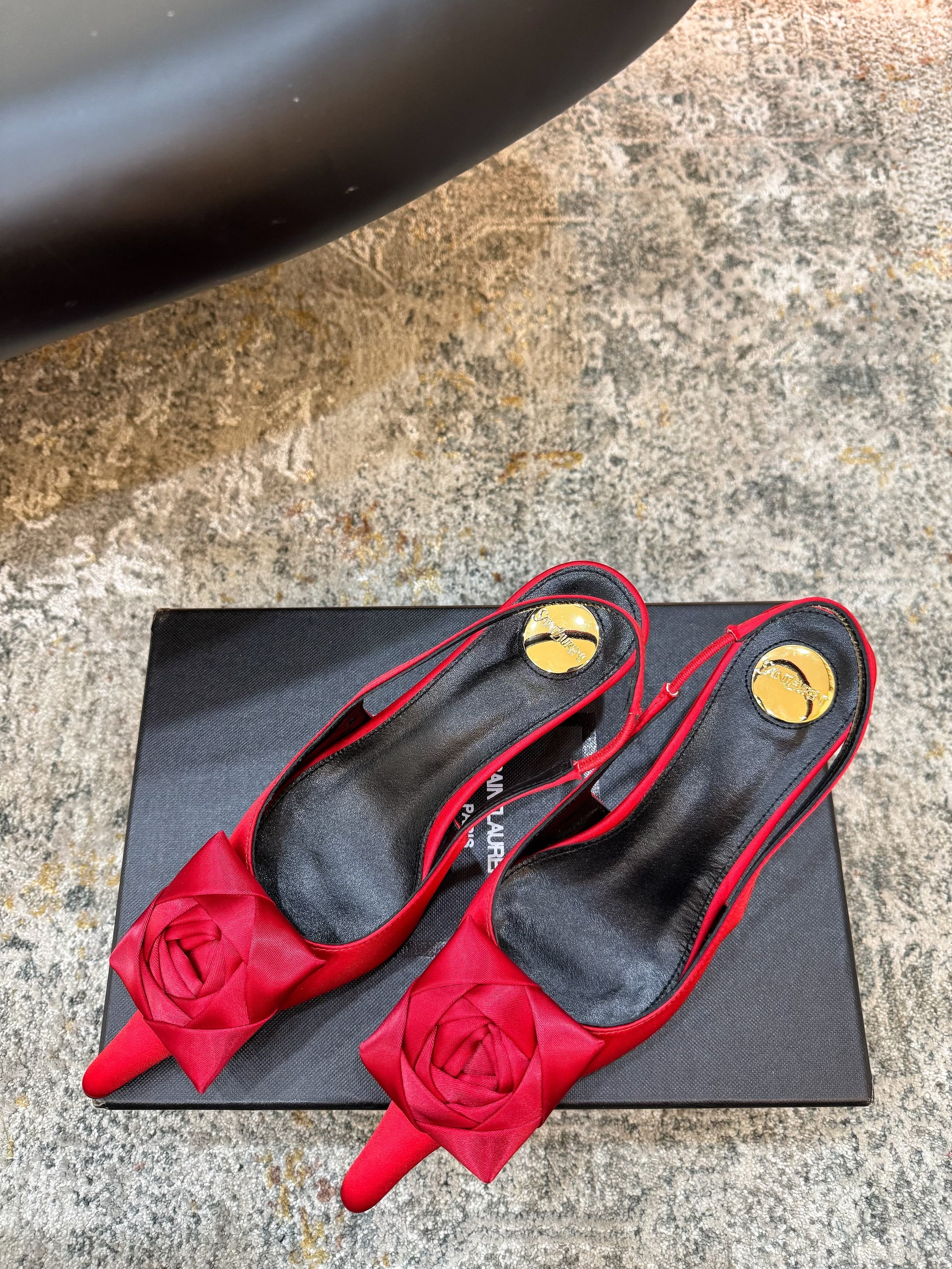 YSL Dakota Pumps 50mm Red Satin 637211
