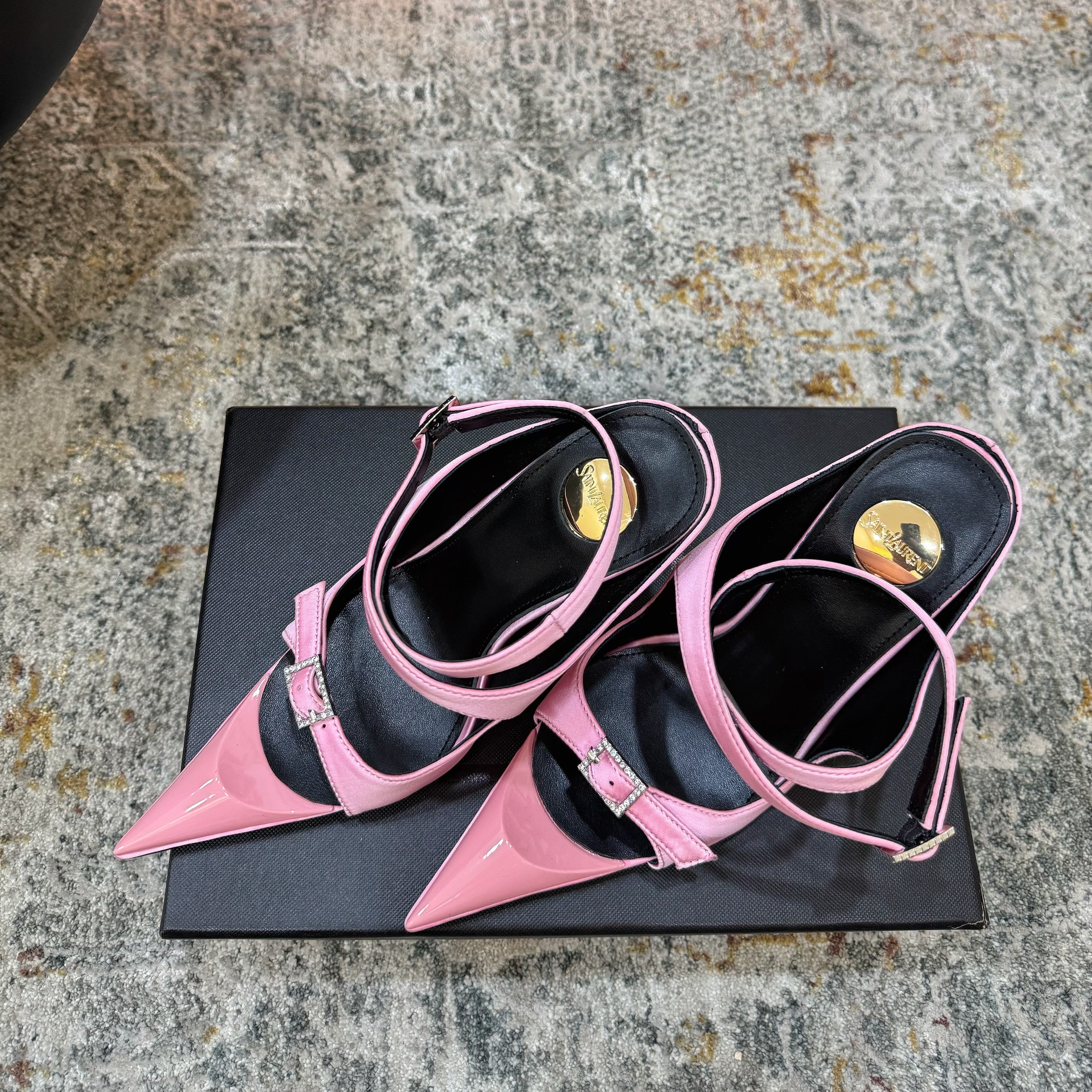 YSL 26FW Sandal 10.5cm Light Pink Silk 803988