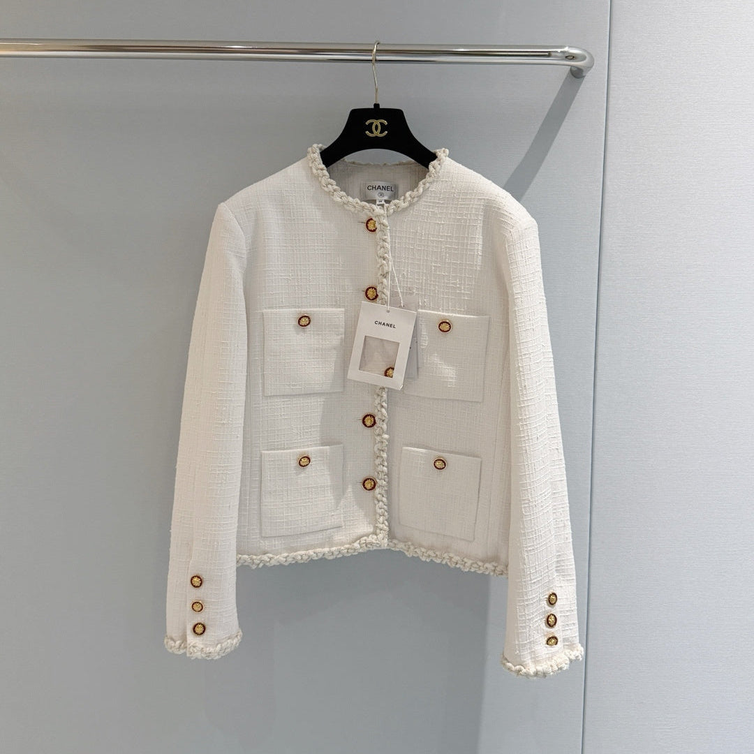 Chanel 26s Round Neck Tweed Jacket 1594