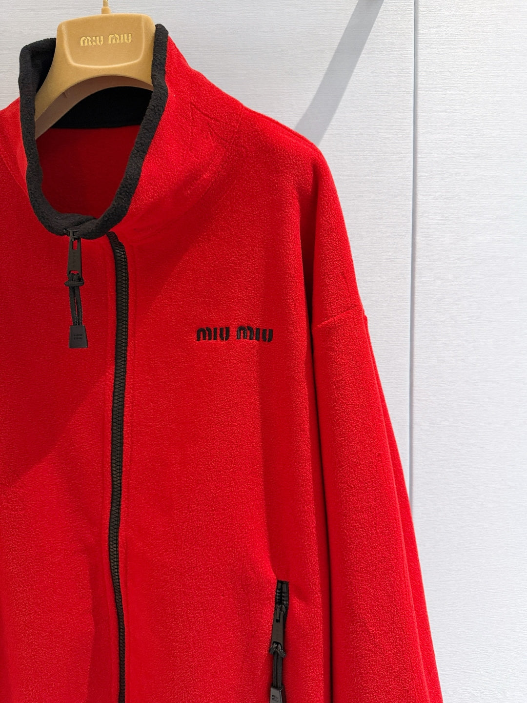 Miu 26s Stand-Collar Coat Red Cotton 418749