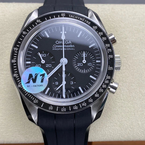 Omega Speedmaster Professional Moonwatch 42mm Black Dial Black Rubber Strap