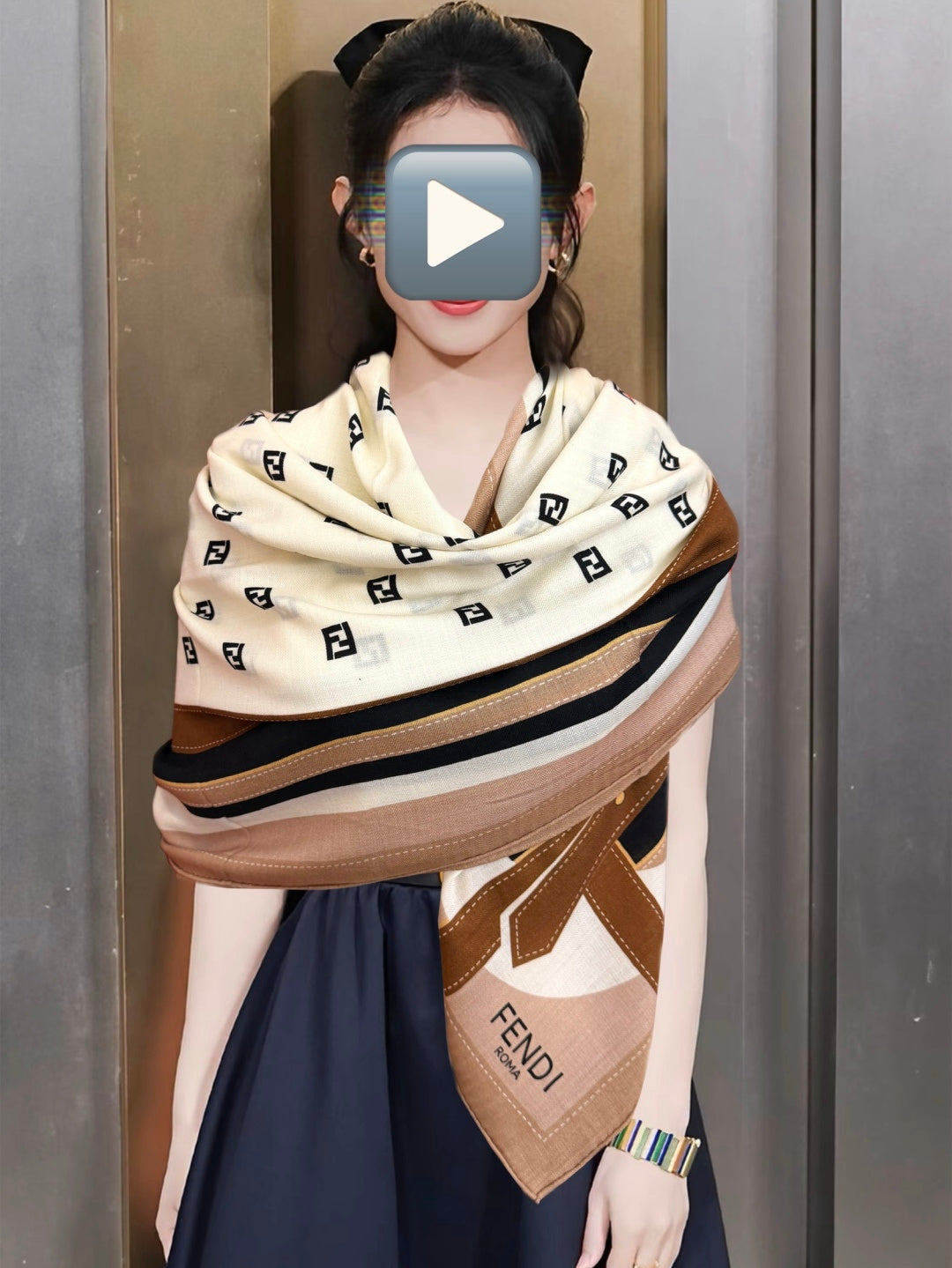 Fendi 26s Scarf 140 In Cashmere And Silk 446709