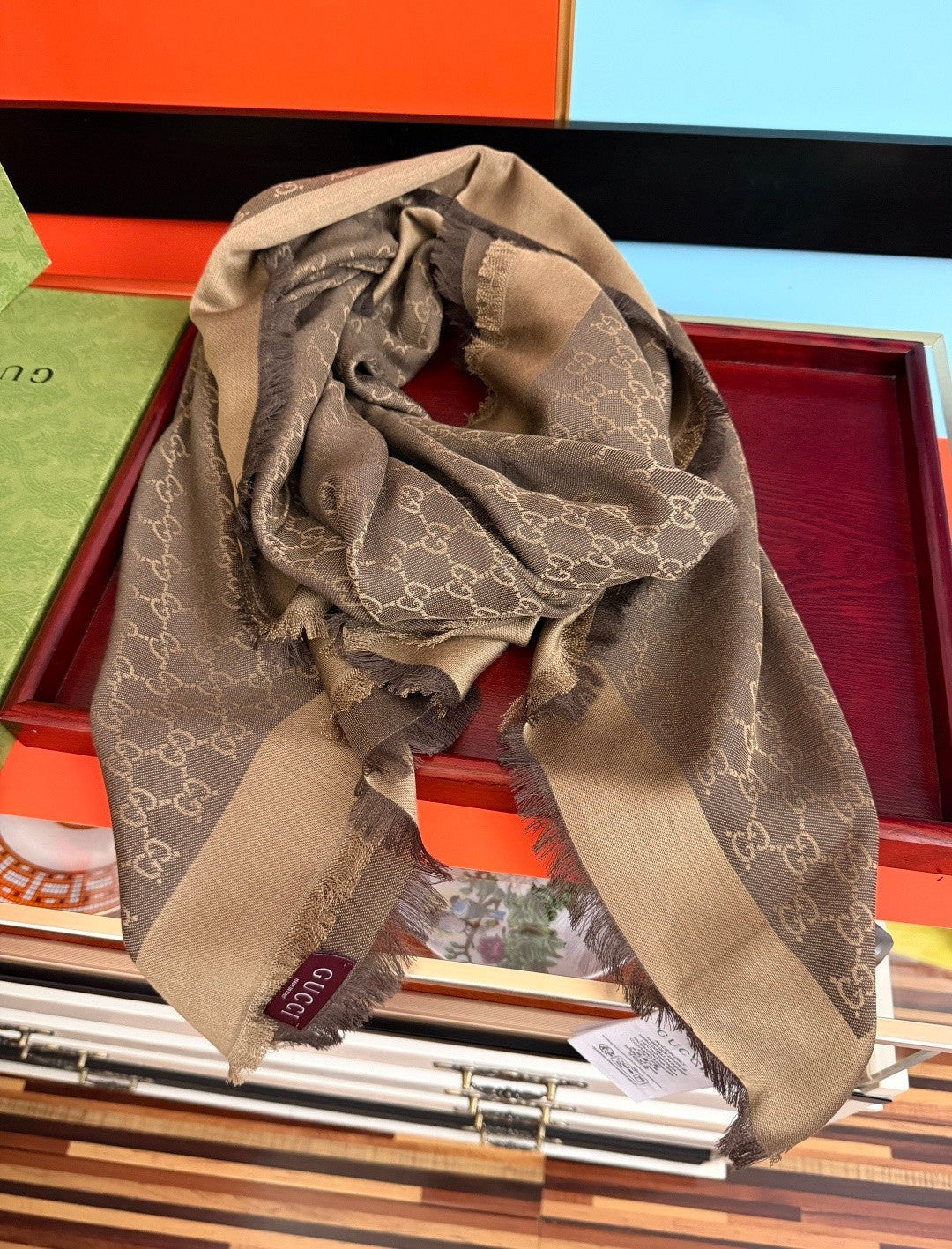 GG 26s Scarf 140 In Cashmere And Silk 521950