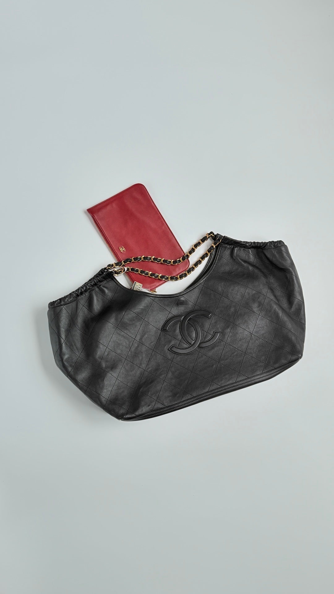 CC 26s Cabas Hobo Black Calfskin