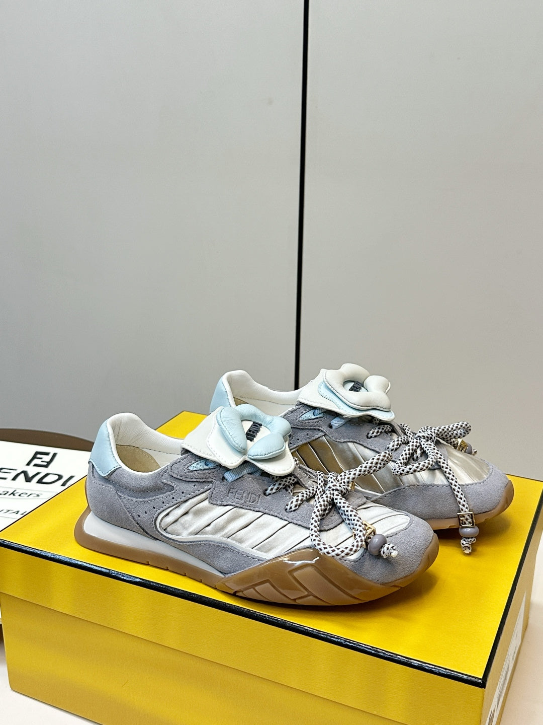 Fendi Wave Pulse Light Grey Fabric Suede 862618