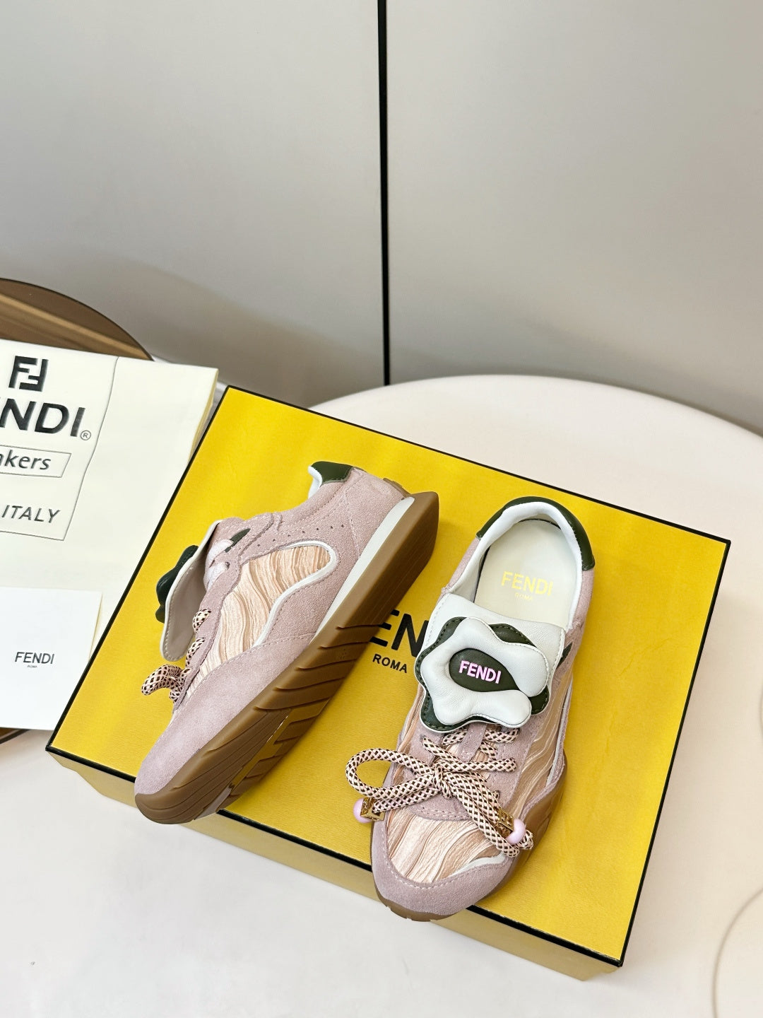 Fendi Wave Pulse Light Taupe Fabric Suede 862619