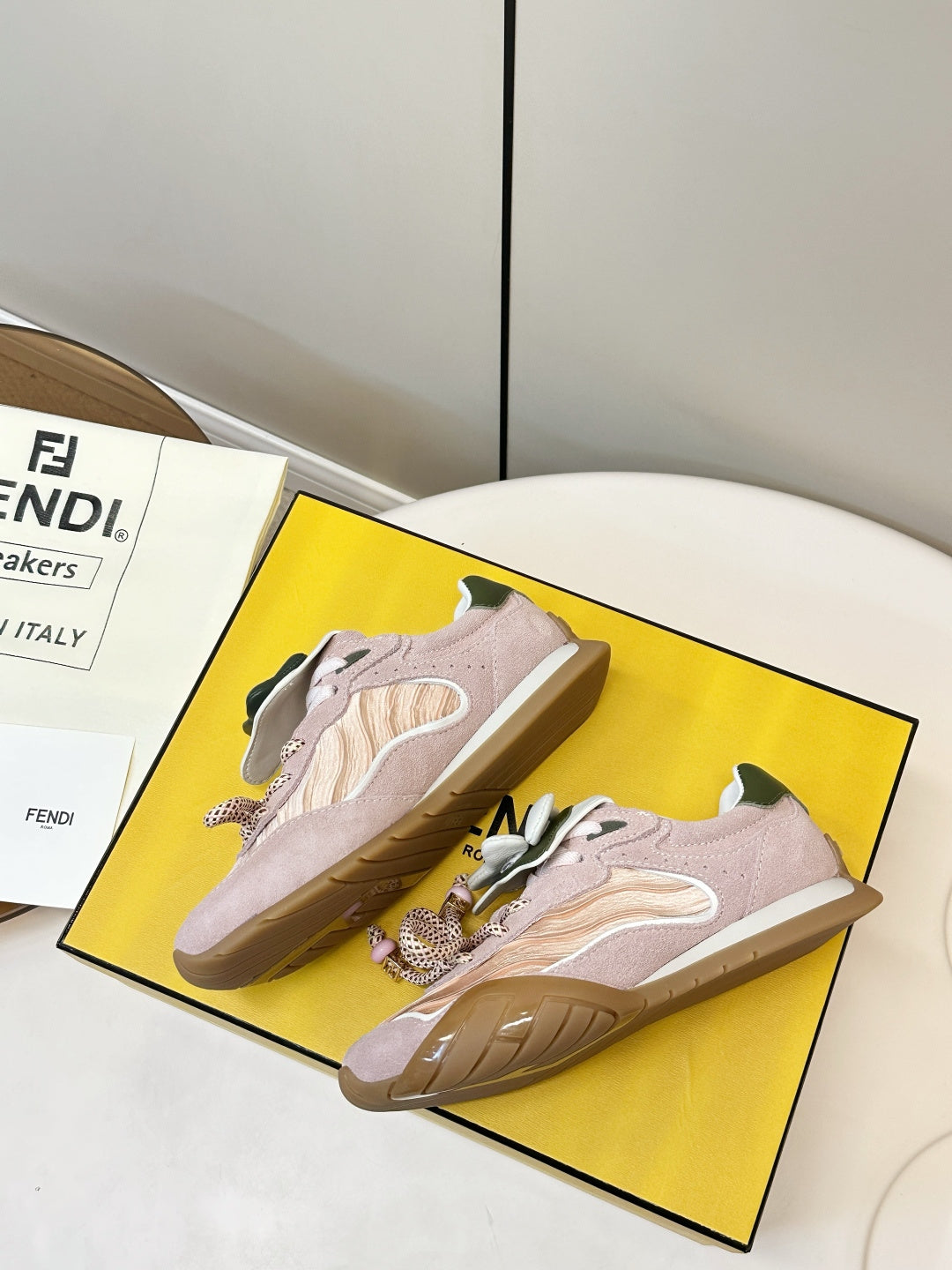 Fendi Wave Pulse Light Taupe Fabric Suede 862619