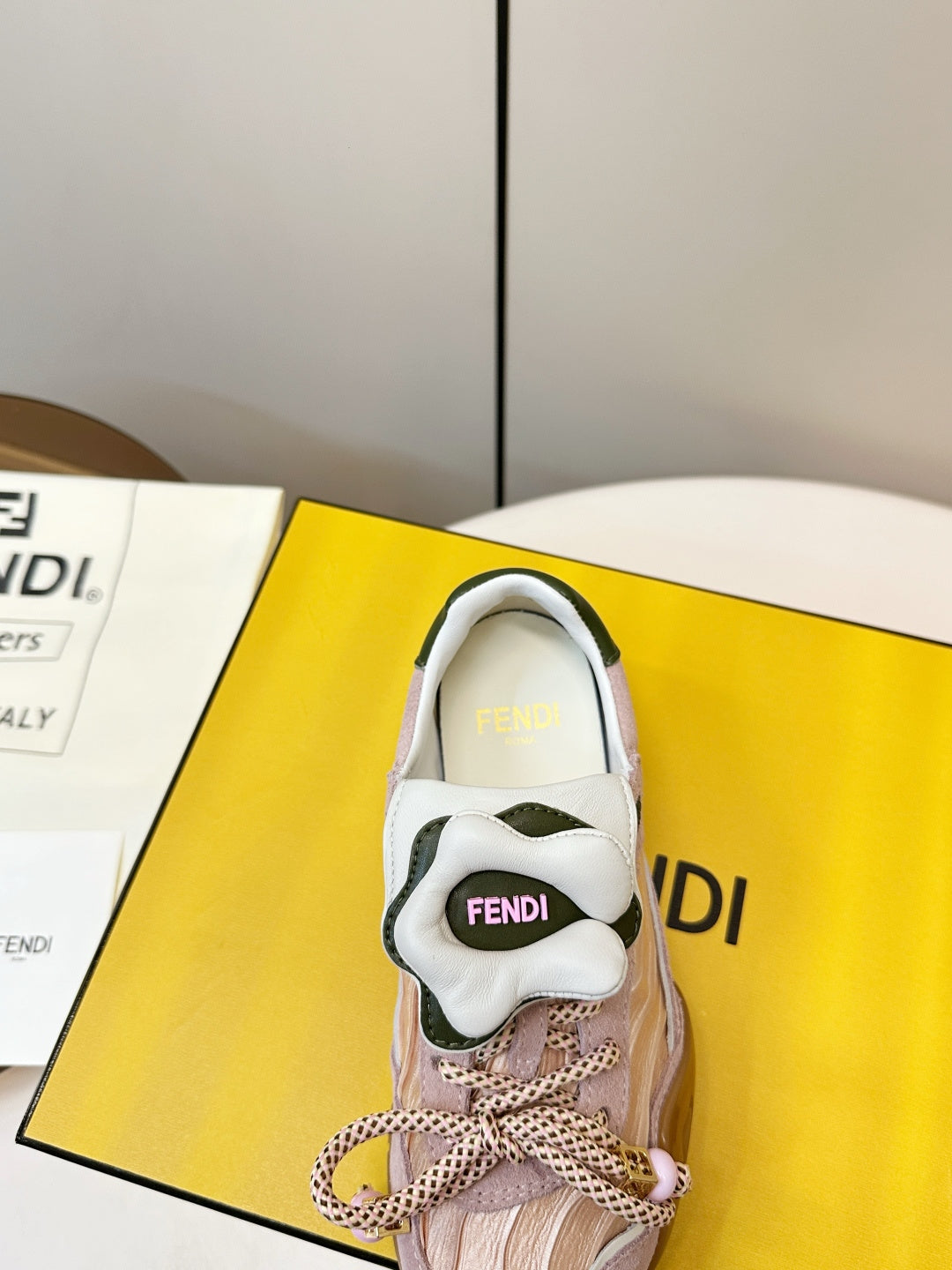 Fendi Wave Pulse Light Taupe Fabric Suede 862619