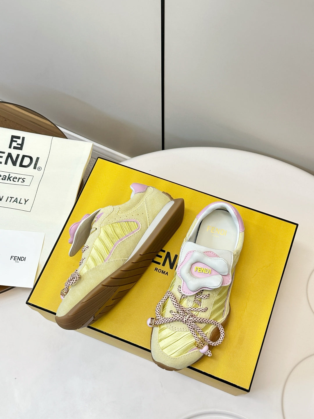 Fendi Wave Pulse Yellow Fabric Suede 862620