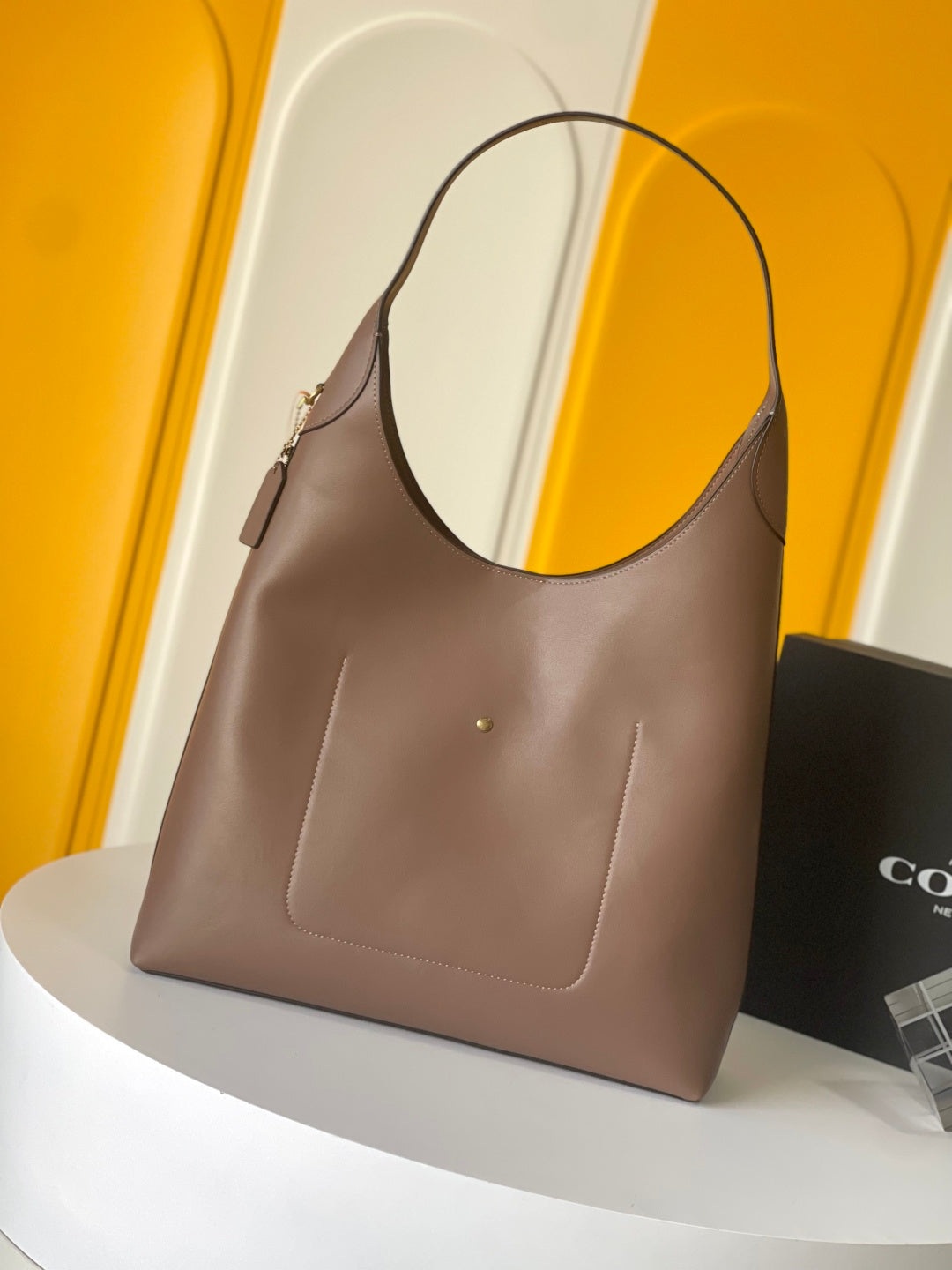 Coach Brooklyn Shoulder Bag 39cm Light Brown Calfskin