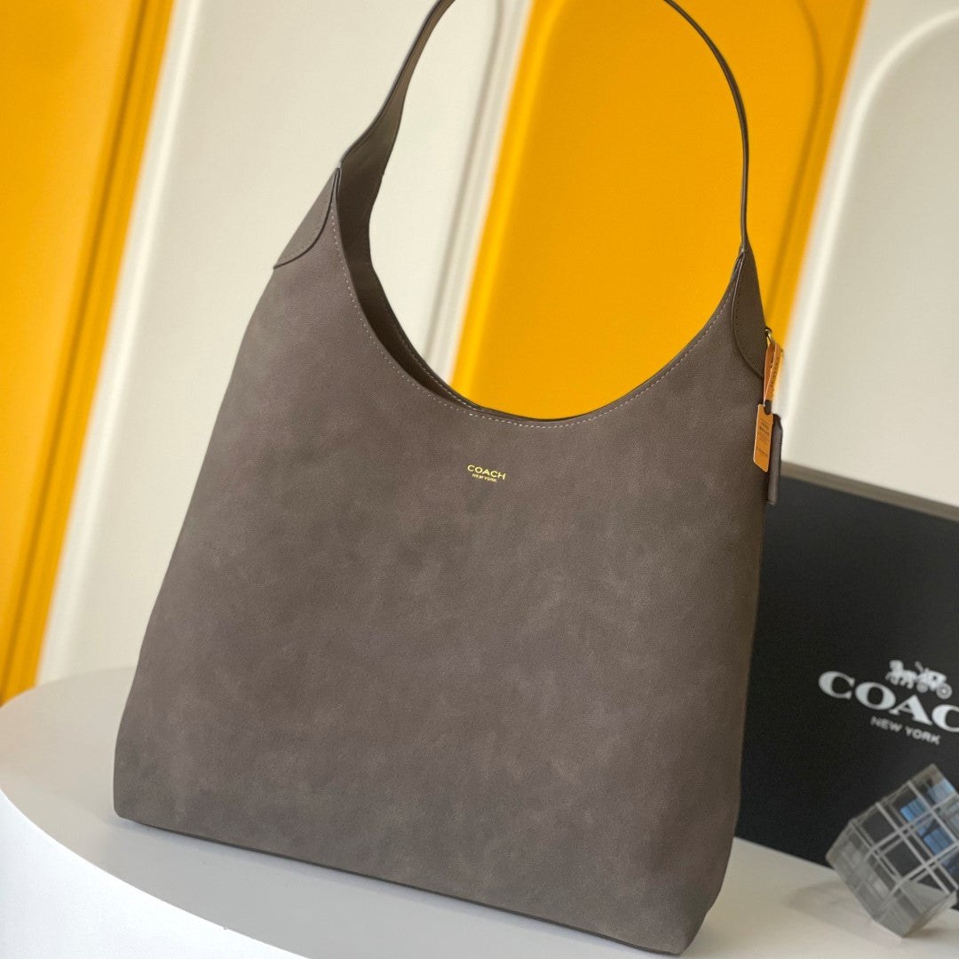 Coach Brooklyn Shoulder Bag 39cm Taupe Suede