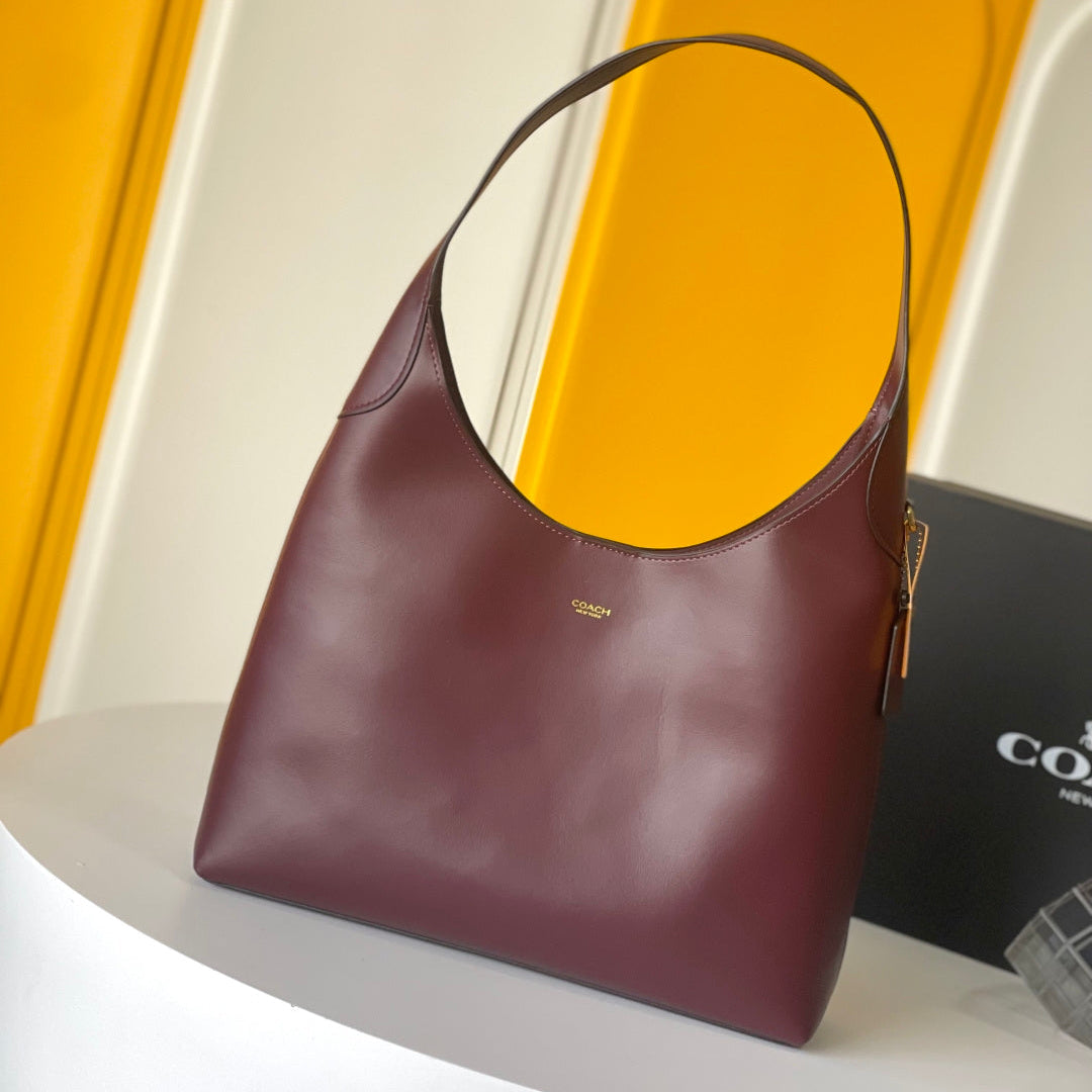 Coach Brooklyn Shoulder Bag 34cm Burgundy Calfskin