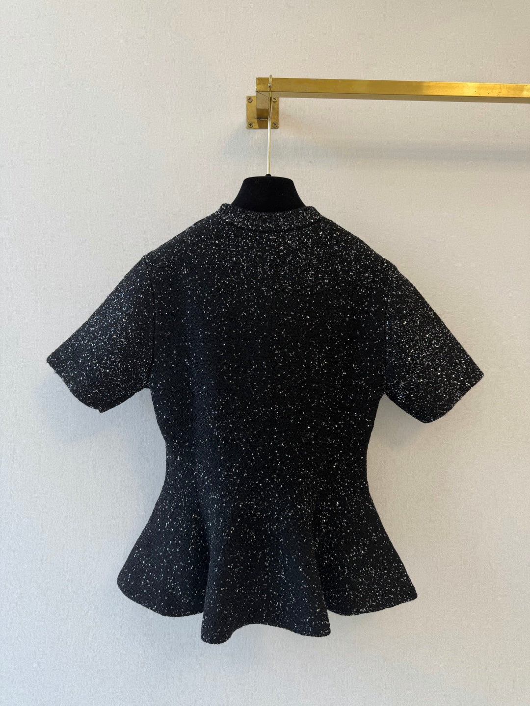 CD 26s Short-Sleeved Peplum Cardigan Black Sequins Wool 423137