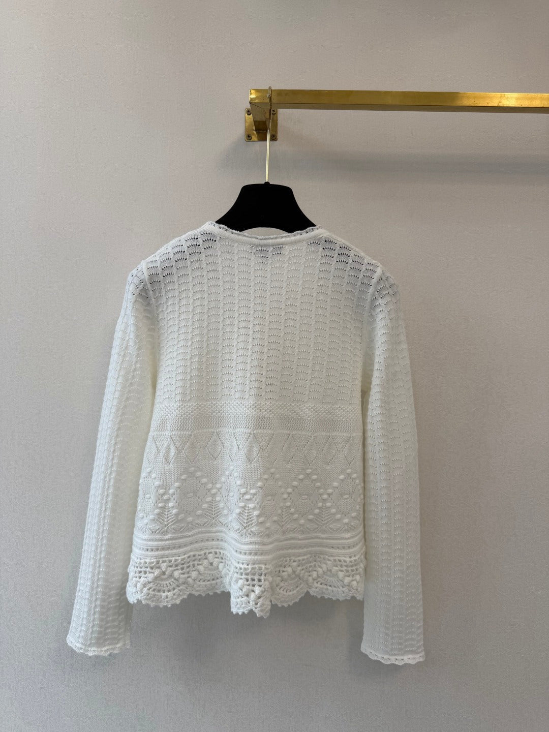 CC 26s Open-Knit Bow Cardigan White Wool 423115