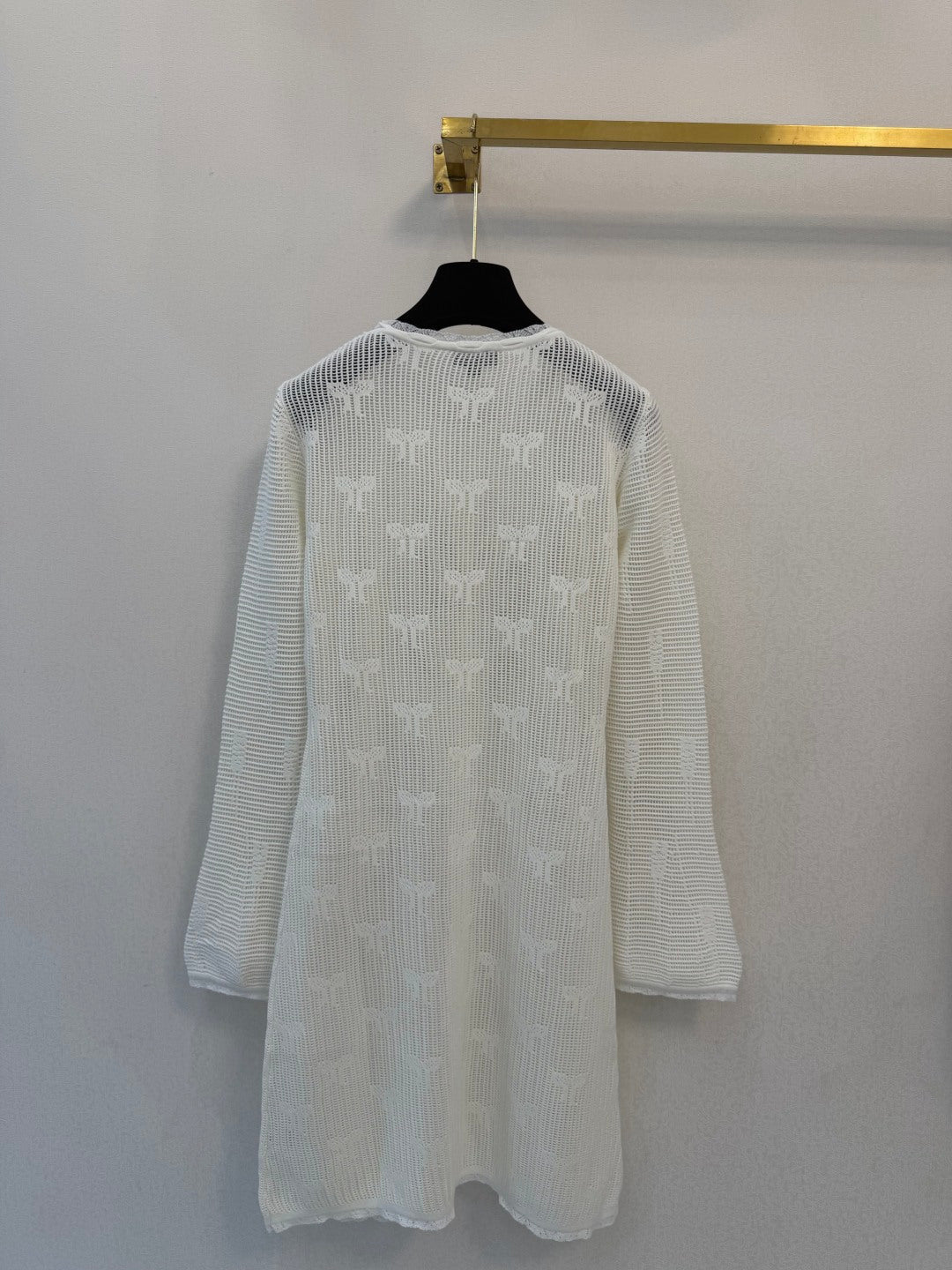 CC 26s Round Neck Long Sleeve Dress White Cotton Silk Tencel 424816
