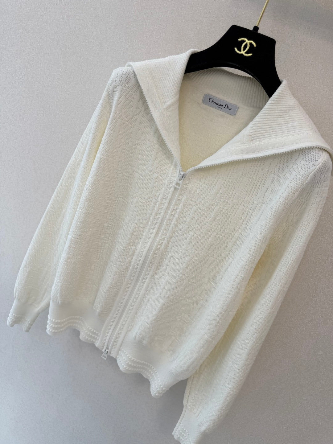 CD 26s Set Double-Zip Collar Cardigan+ Long Pant White Tencel 424795