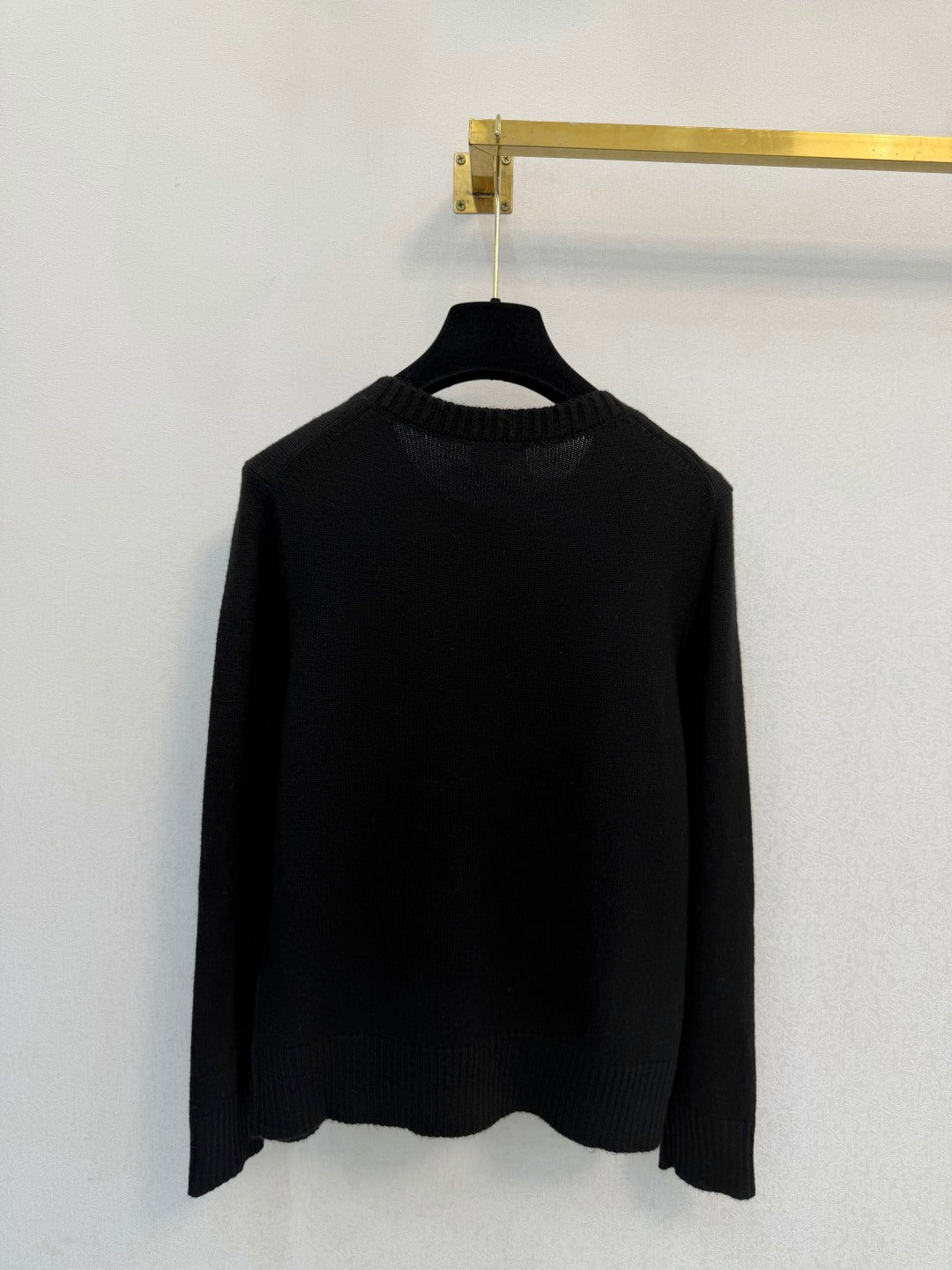 CC 26s Crew Neck Long-Sleeved Top Black Wool 424802