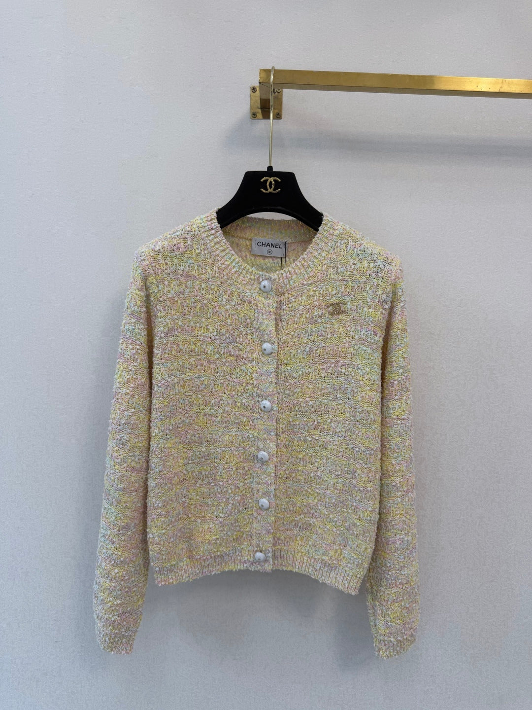 CC 26s Crew Neck Long-Sleeved Cardigan Colorful Wool Nylon 424752