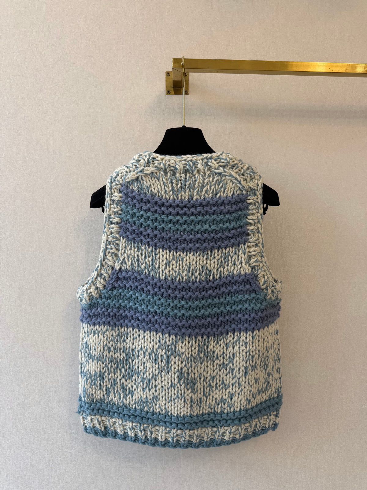 Chanel 26s Knit Vest Striped Blue White Cashmere 429784