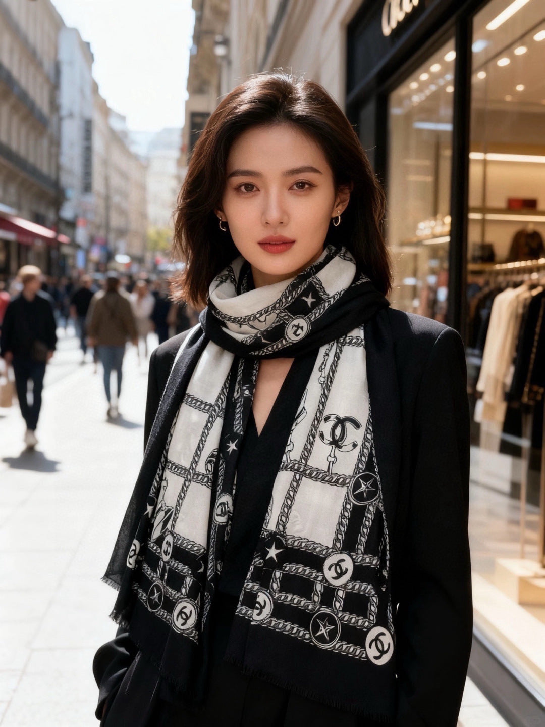 Chanel 26s Scarf 100 x 200 cm In Cashmere And Silk 306103