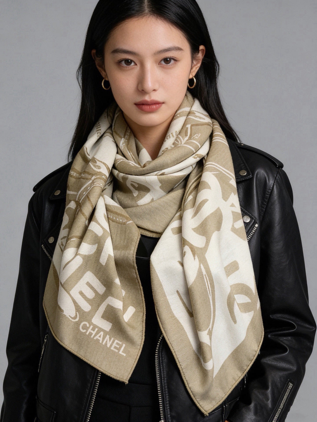 Chanel 26s Scarf 140 In Cashmere Silk 309366
