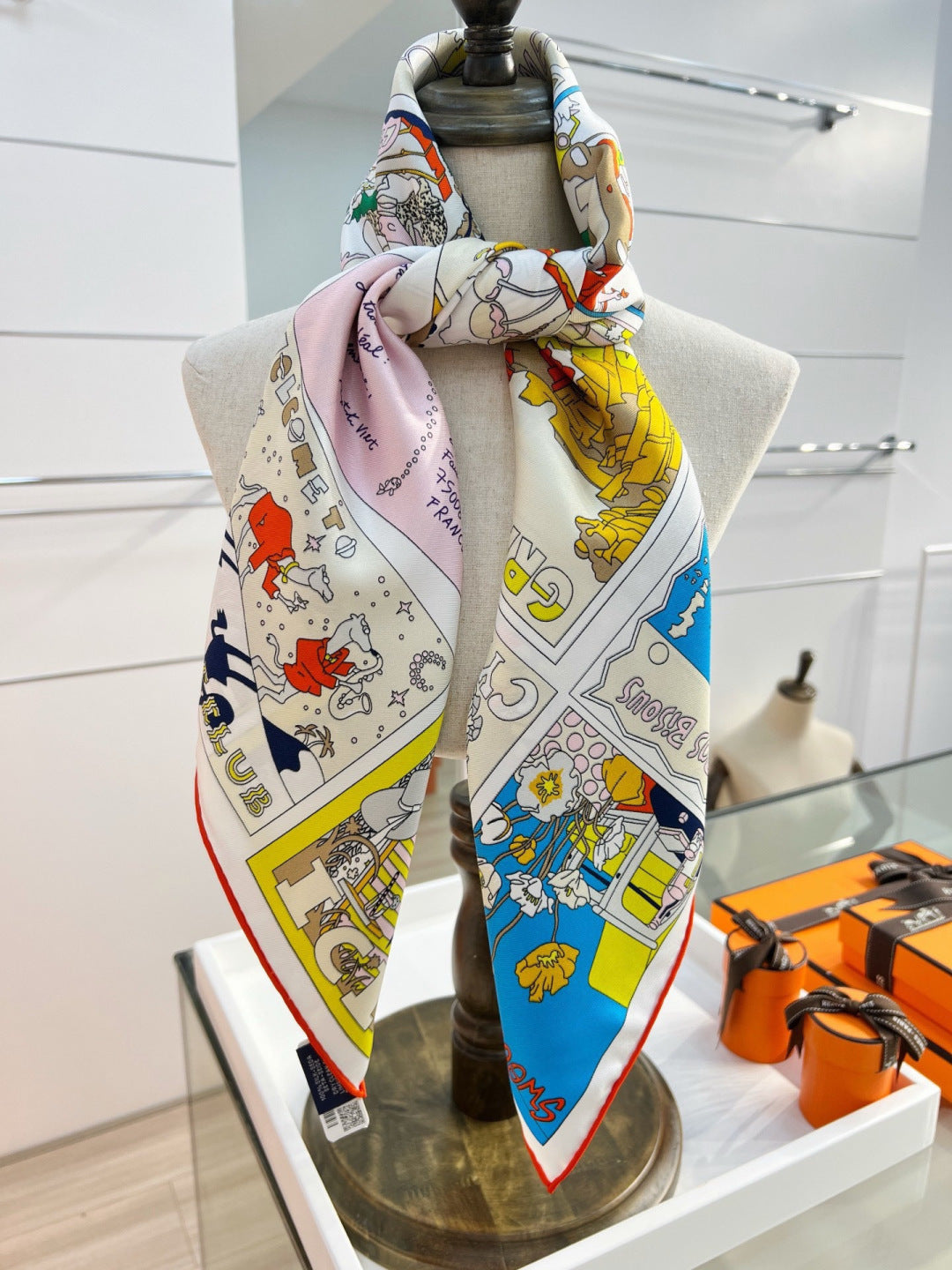 Hermes 26s Printed Square Scarf 90 In Silk 309946