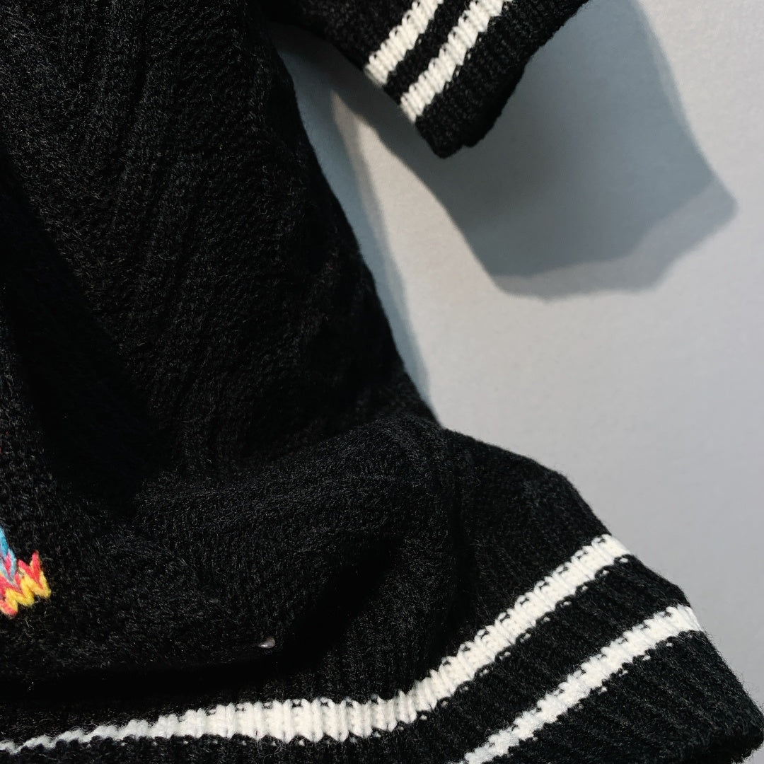 CD Short-Sleeved Sweater Black Wool Knit 342101