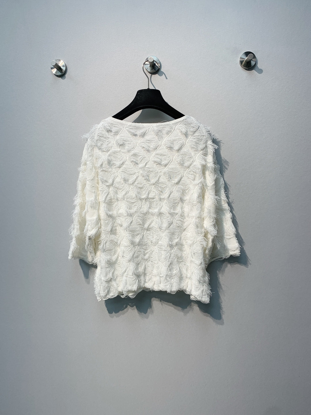CC SS26  Feather-Trimmed Chiffon Top White Chiffon 350962