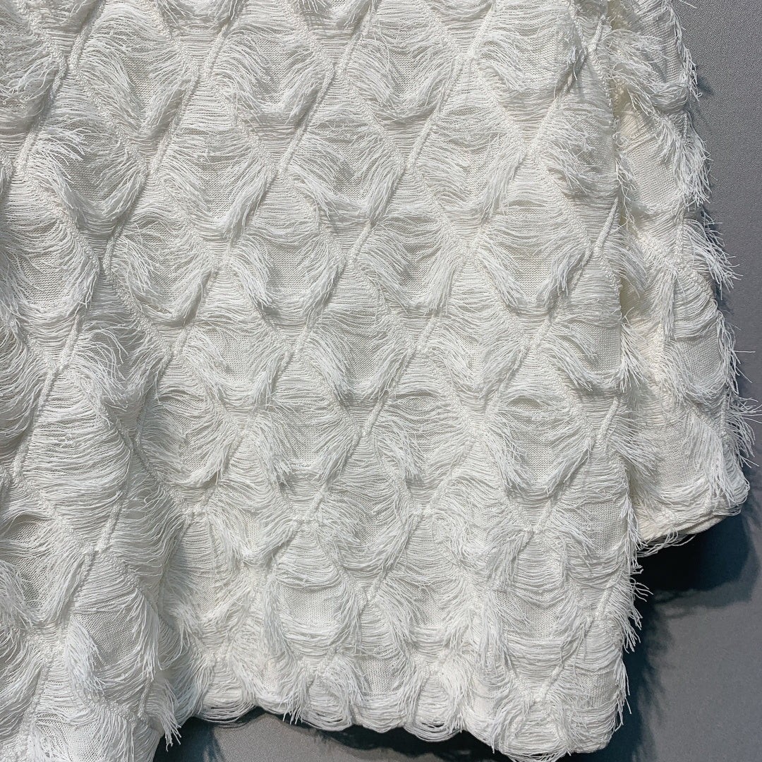 CC SS26  Feather-Trimmed Chiffon Top White Chiffon 350962
