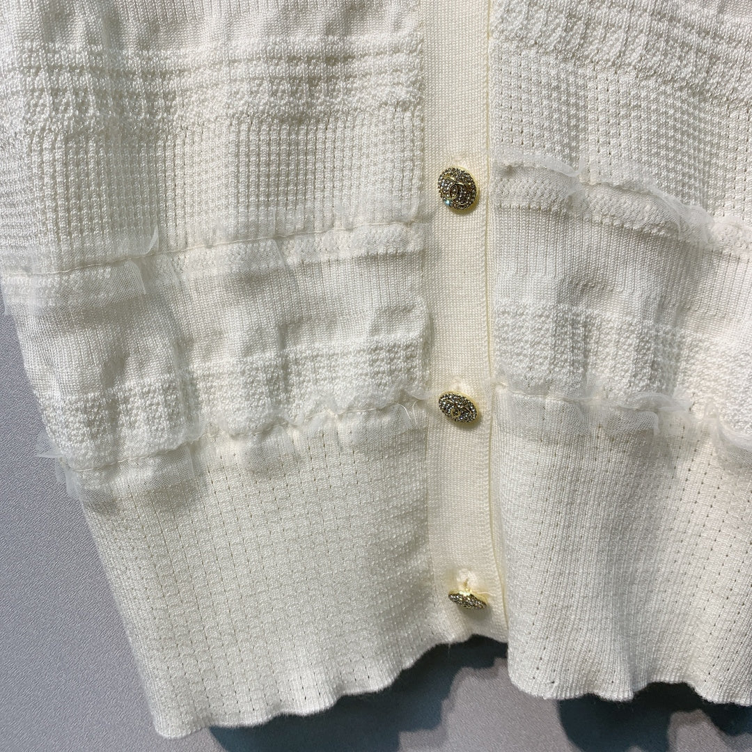 CC 26s V-Neck Short Sleeves Ivory Wool 362602