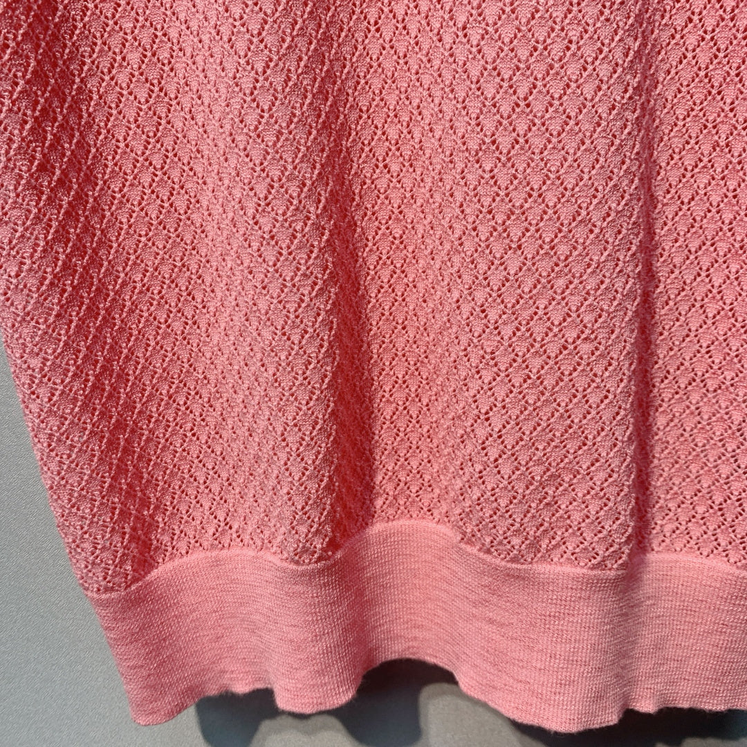 Miu Miu Knit Short-Sleeve Pink Linen Tencel 362609